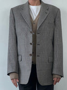 Italian Vintage Wool Check Single Breasted Blazer - 42R/L - SYLK