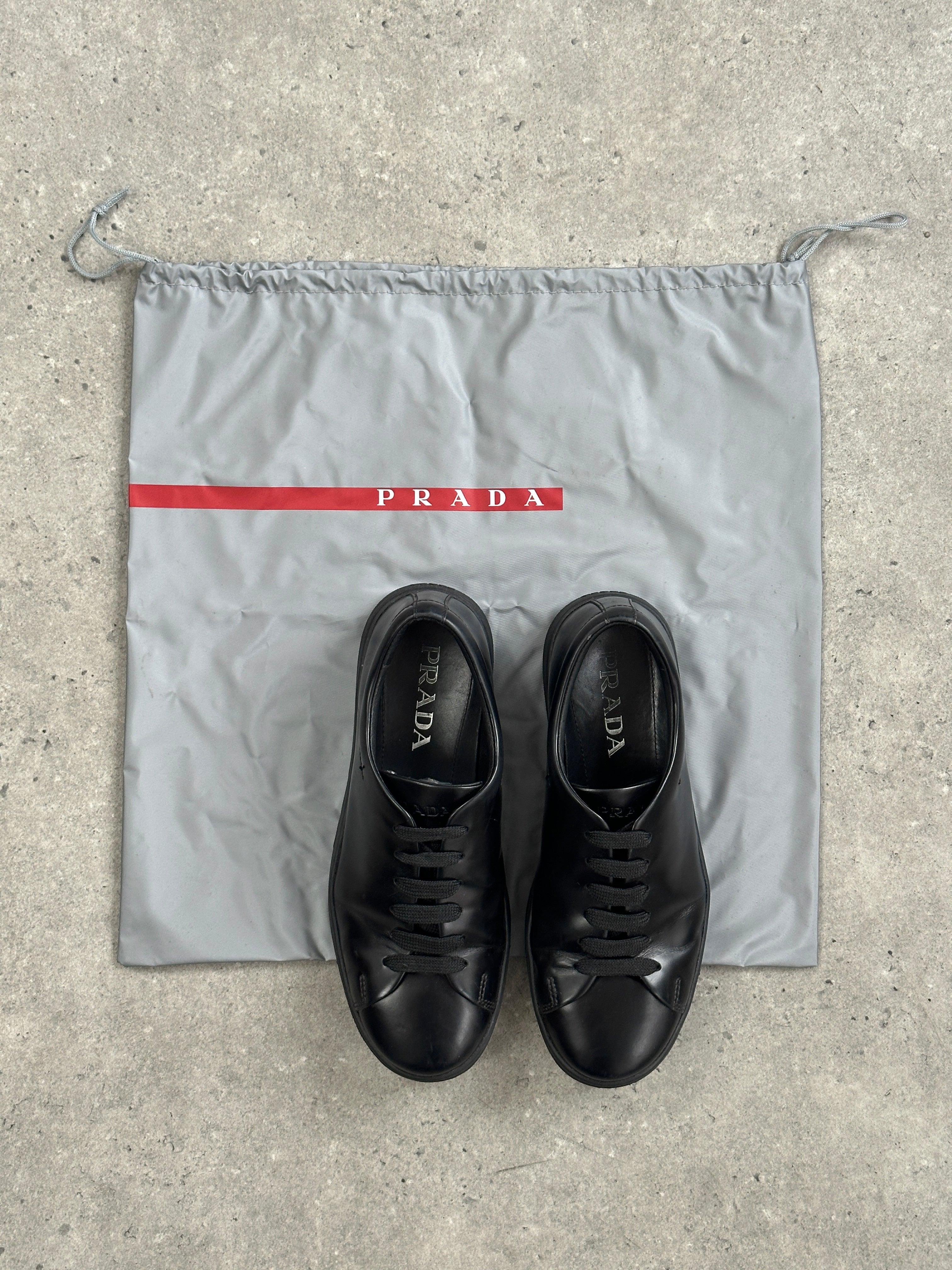 Prada Sport 2000s Leather Minimal Lace Up Trainers - UK 5.5