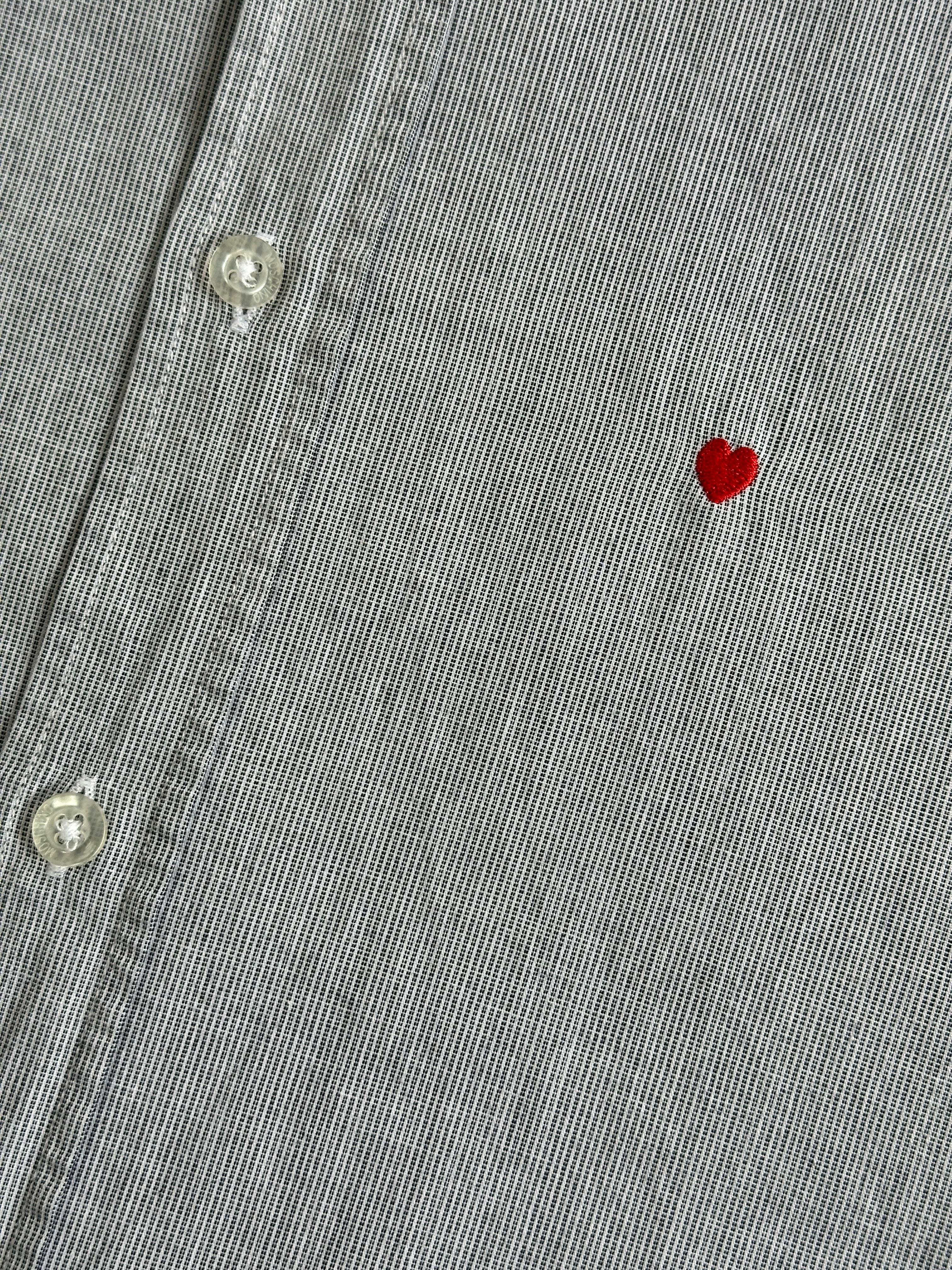 Moschino pure cotton shirt with heart embroidery, long sleeves, classic collar, in white, size M, stylish and comfortable.