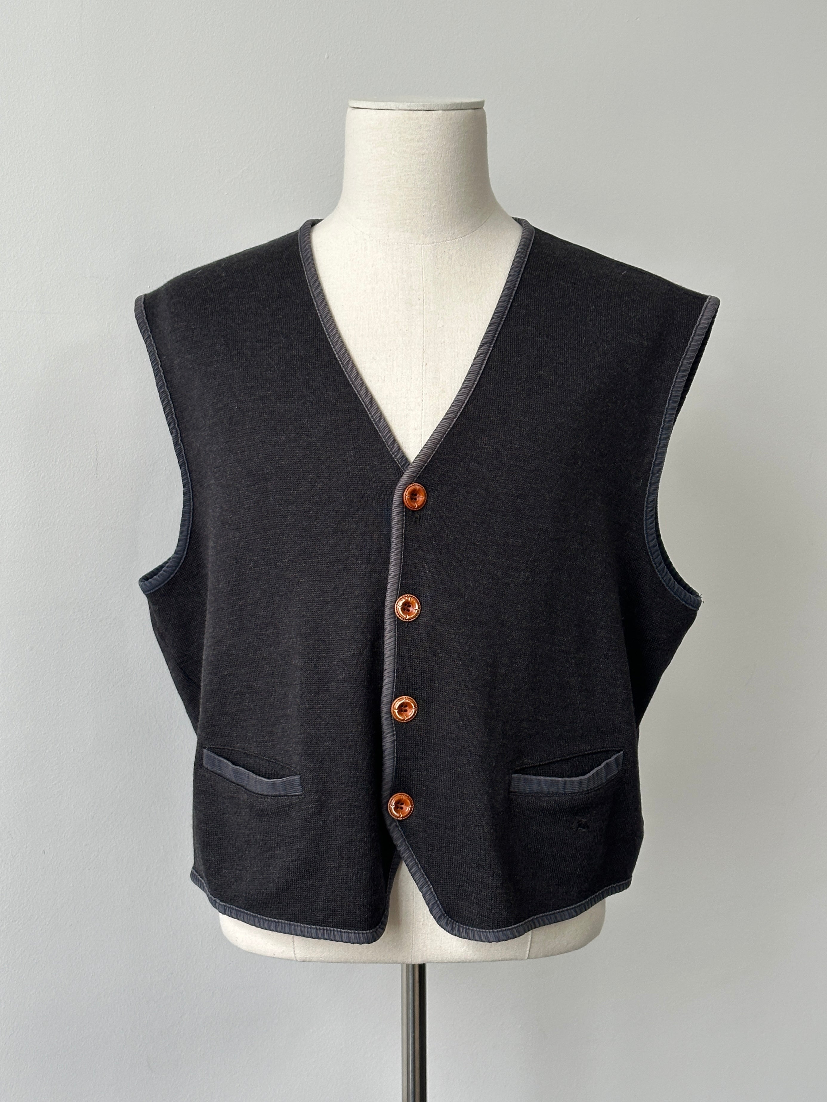 Burberry 1990s Wool Knit Logo Waistcoat - L