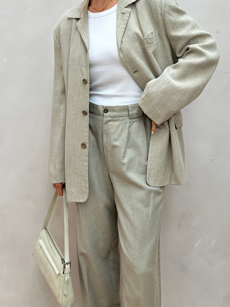 British Vintage Cotton Linen High Waisted Trousers - W30 - SYLK