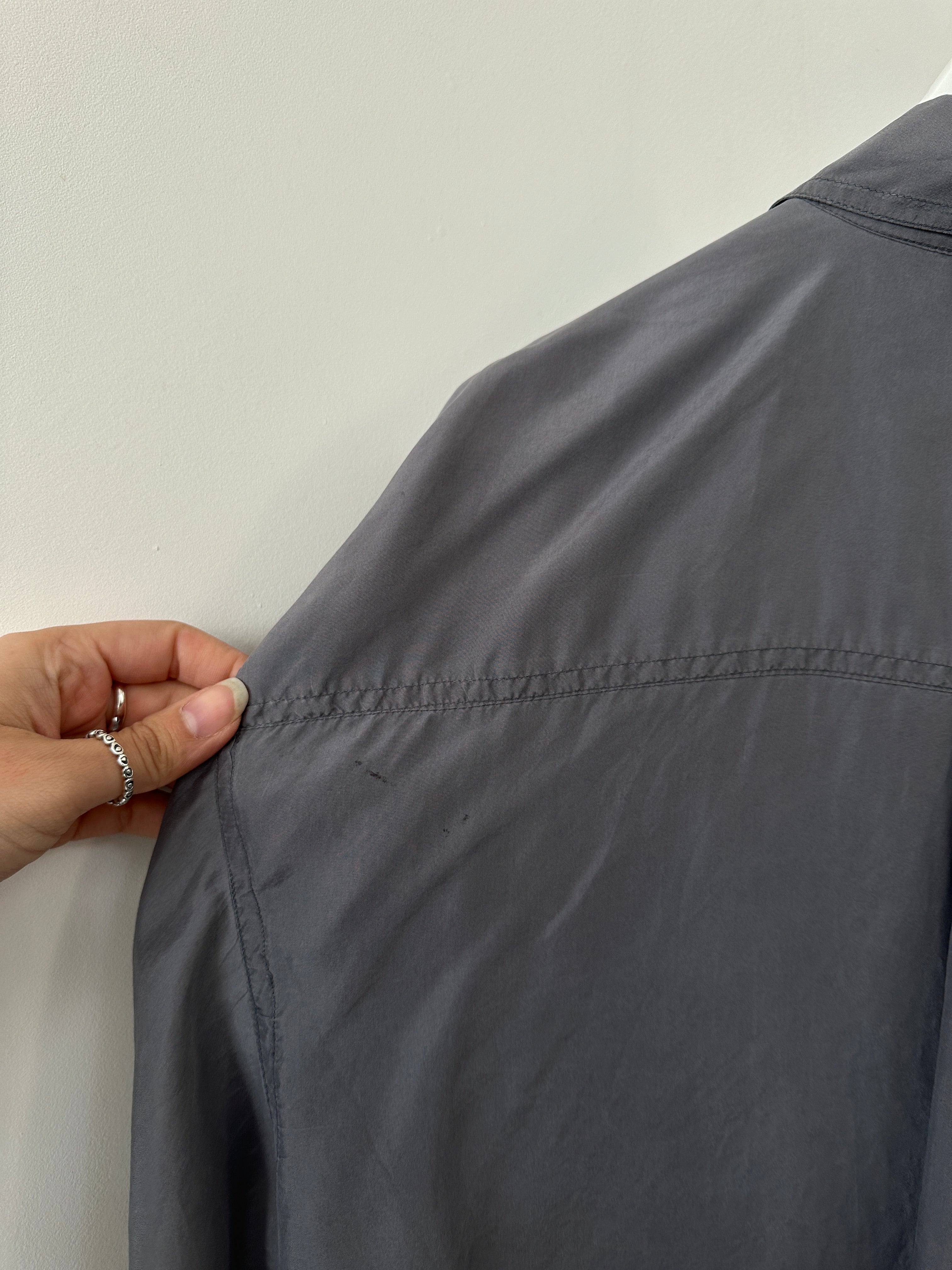 Vintage pure silk shirt in XXL size, featuring a classic design with smooth fabric and a tailored fit.