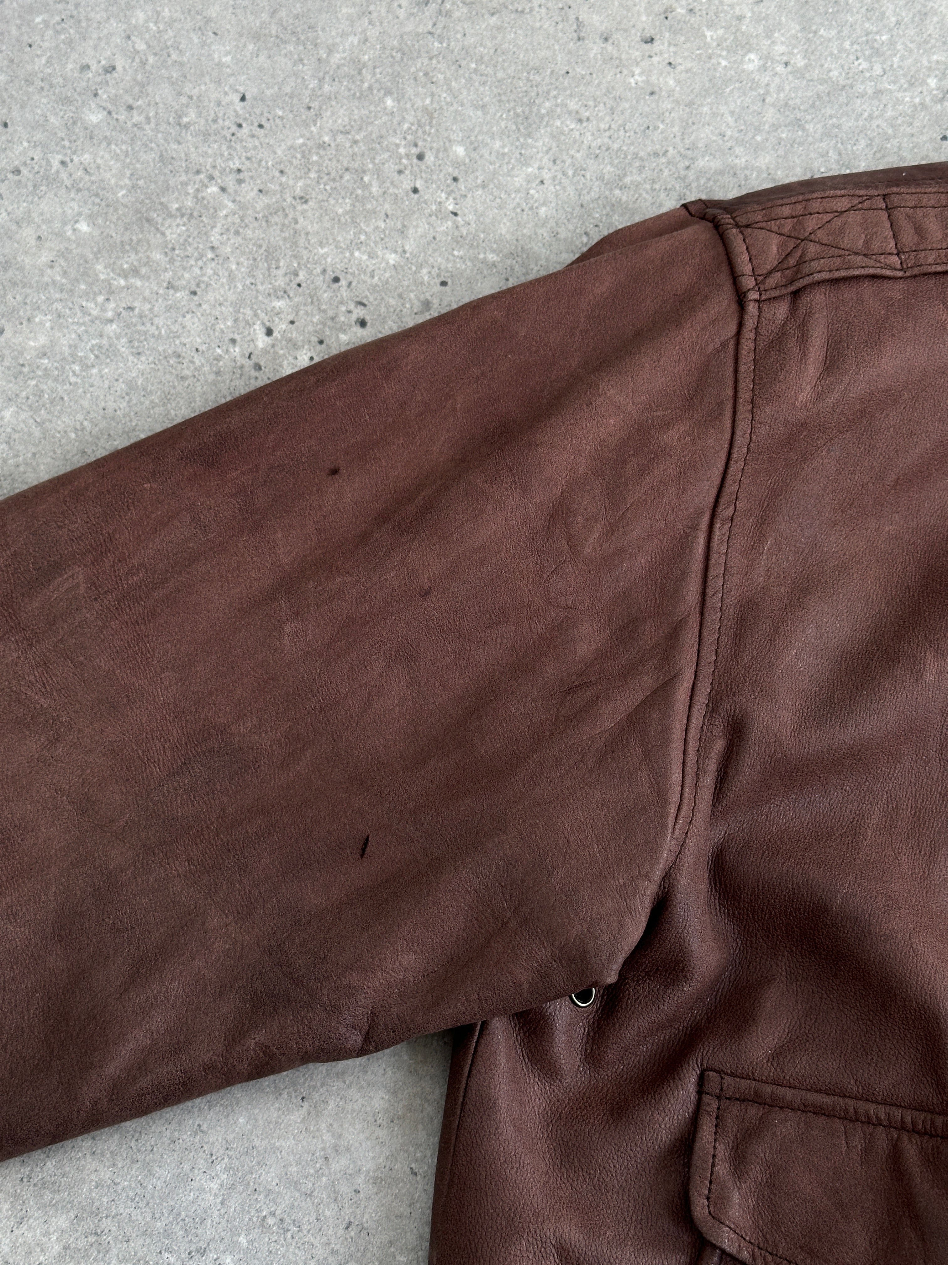 Vintage Leather Bomber Jacket - L/XL - SYLK