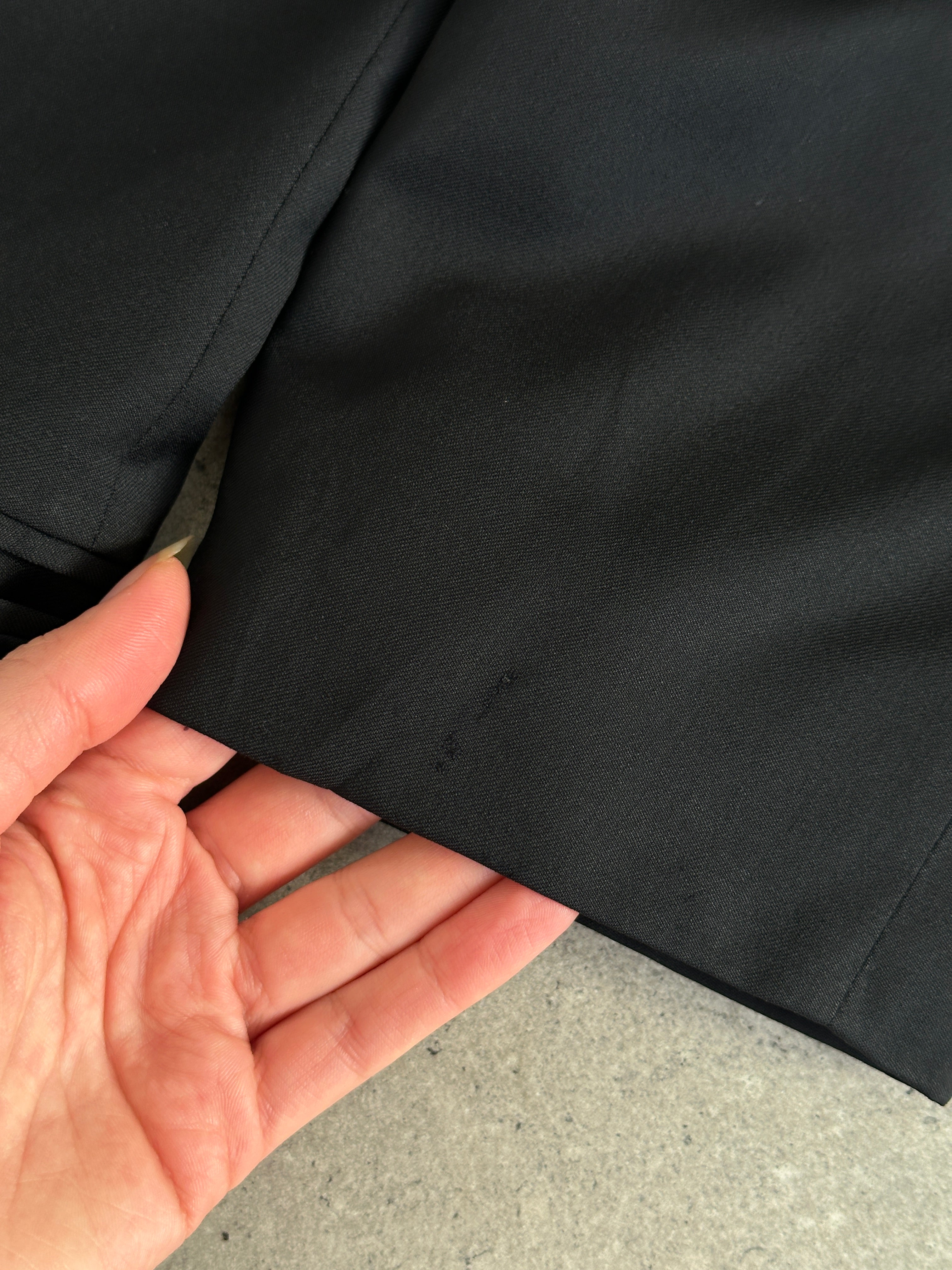 Giorgio Armani double-breasted blazer for men, tailored tuxedo blazer in black, L/XL size, stylish formal jacket with notch lapels.