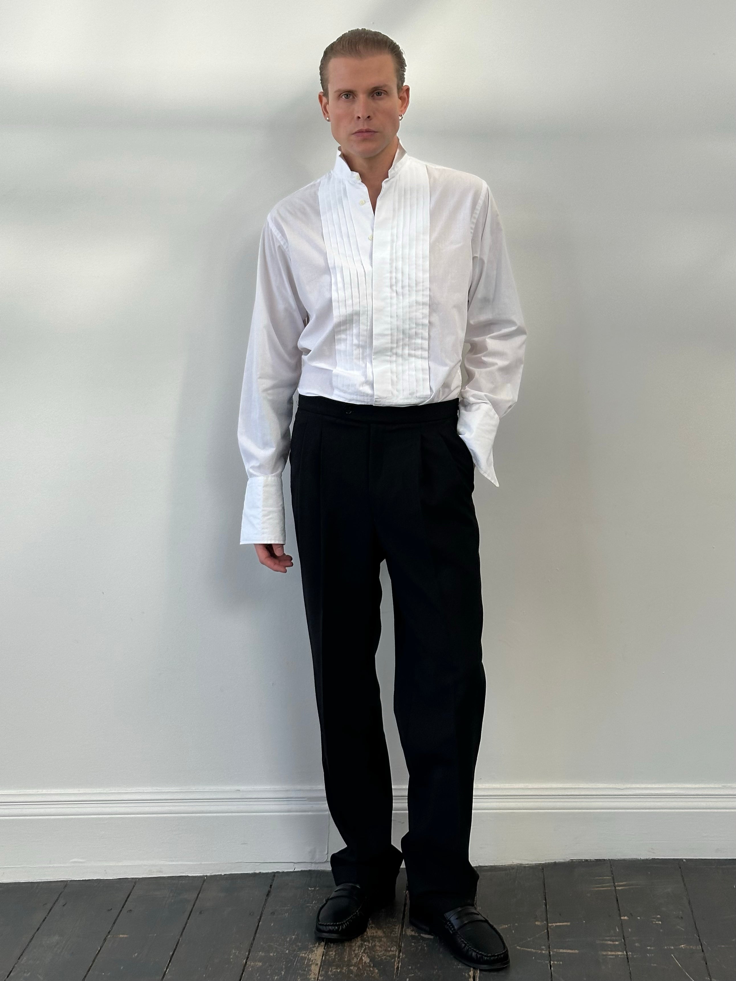Yves Saint Laurent 1990s Cotton Tuxedo Dress Shirt - M
