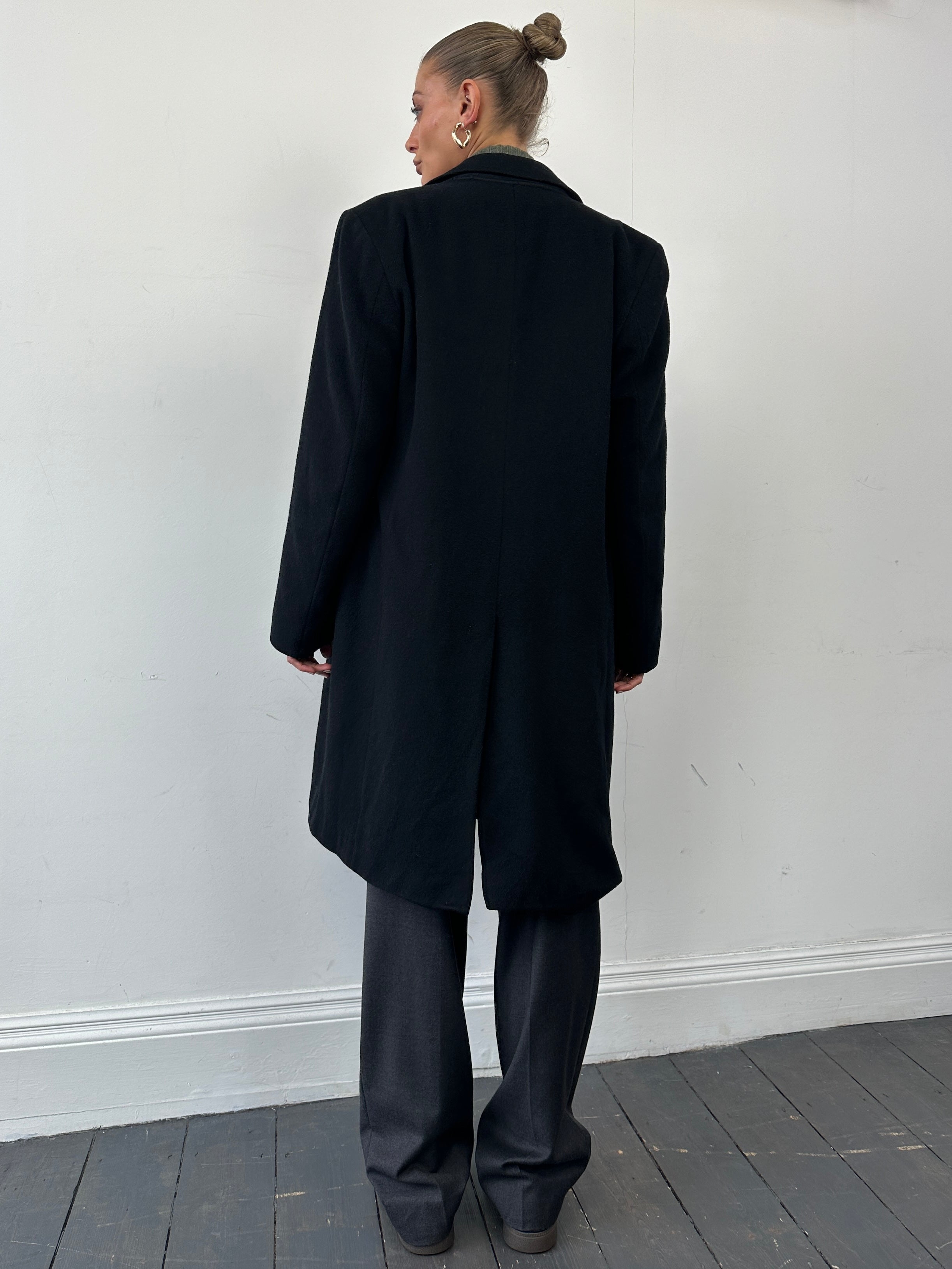 Vintage Pure Cashmere Concealed Placket Single Breasted Coat - L - SYLK