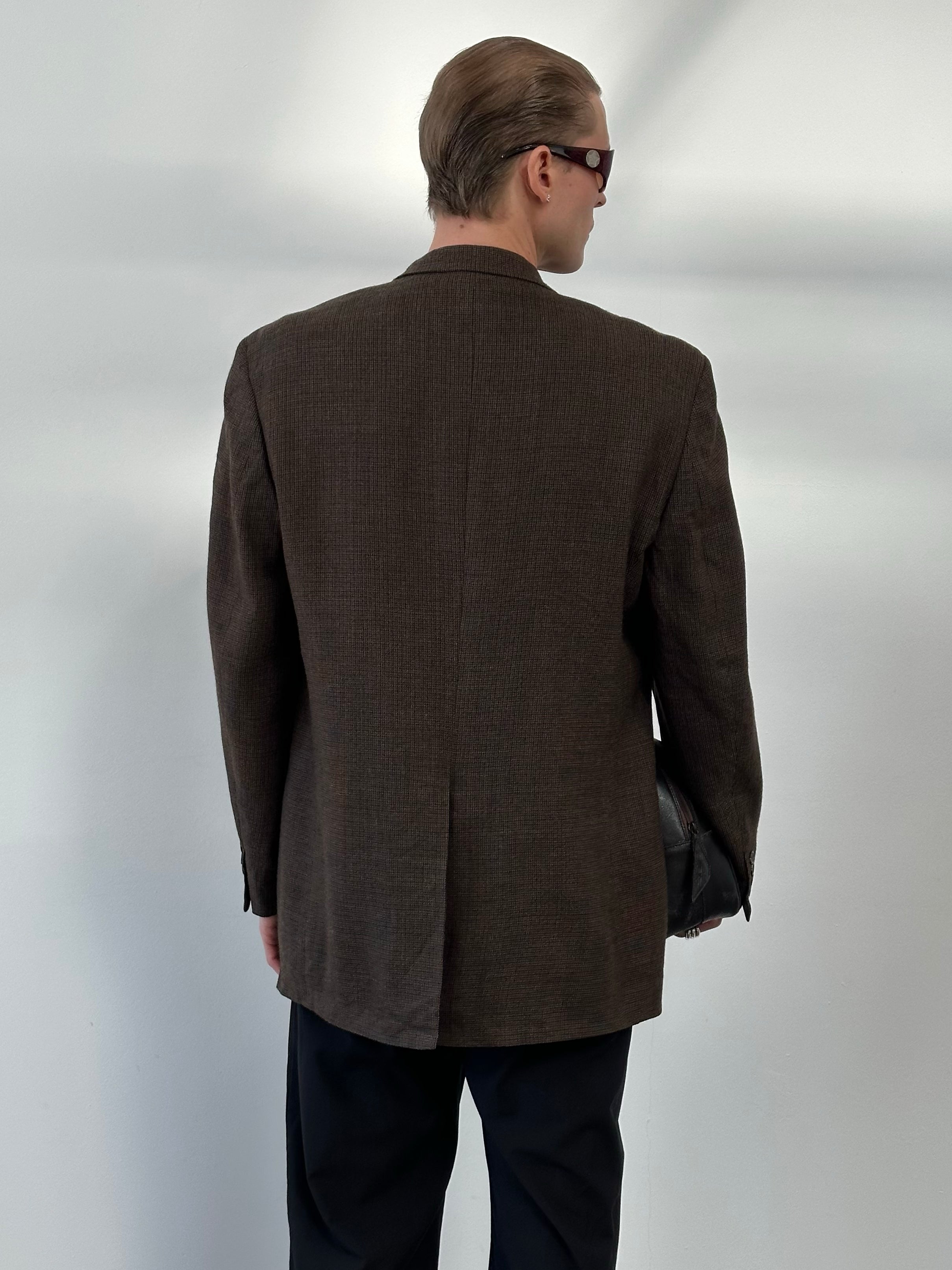 Ralph Lauren 1990s Pure Wool Check Single Breasted Blazer - 44L