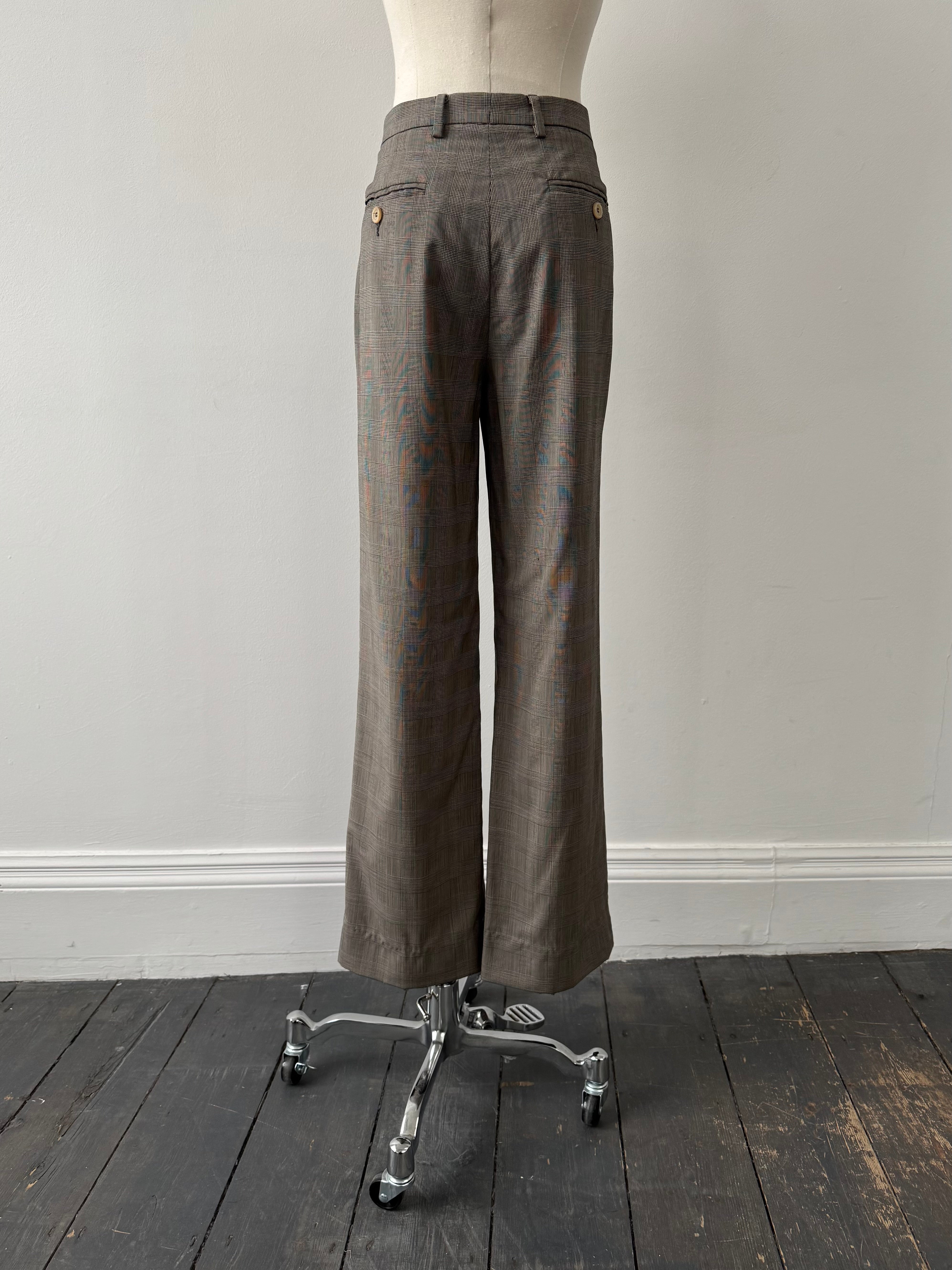 Italian Vintage 1990s Pure Wool Check Trousers - W28 - SYLK