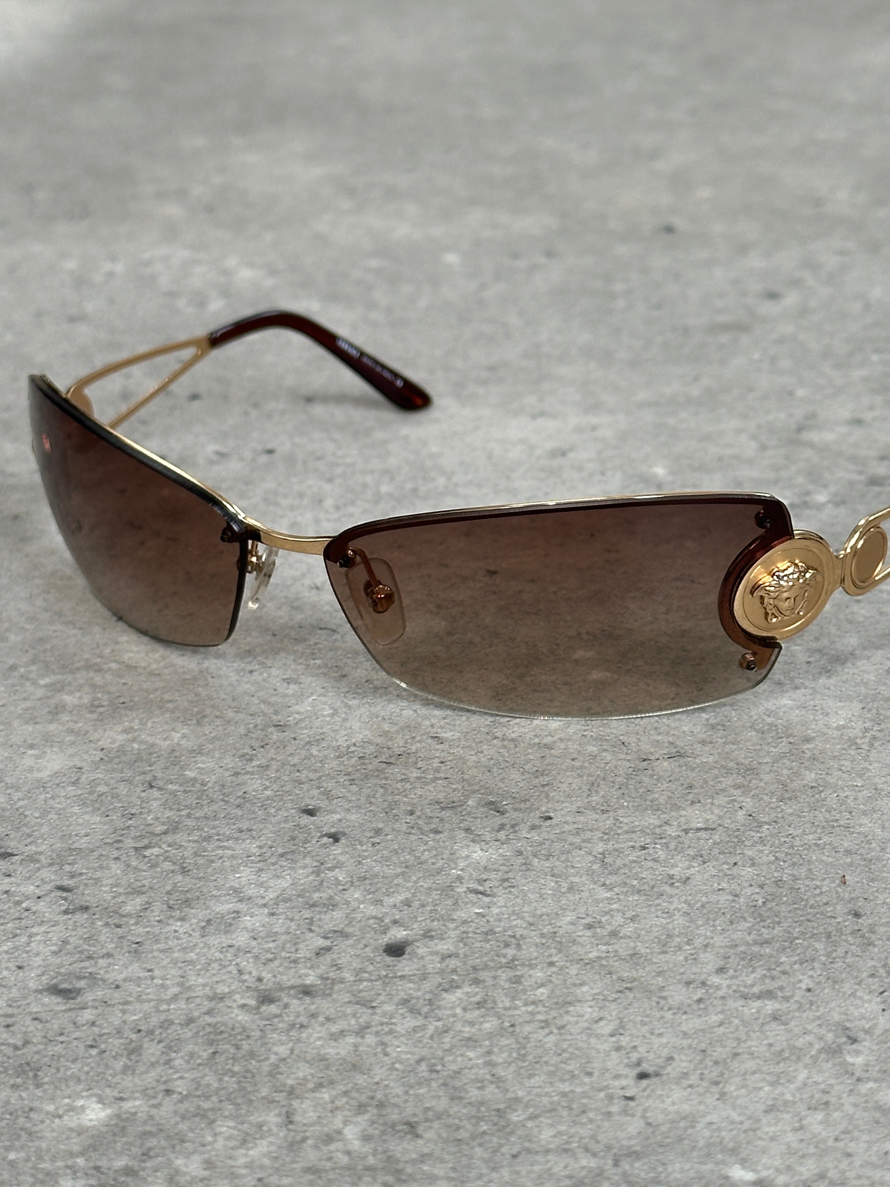 Versace 1990s Rimless Medusa Logo Sunglasses