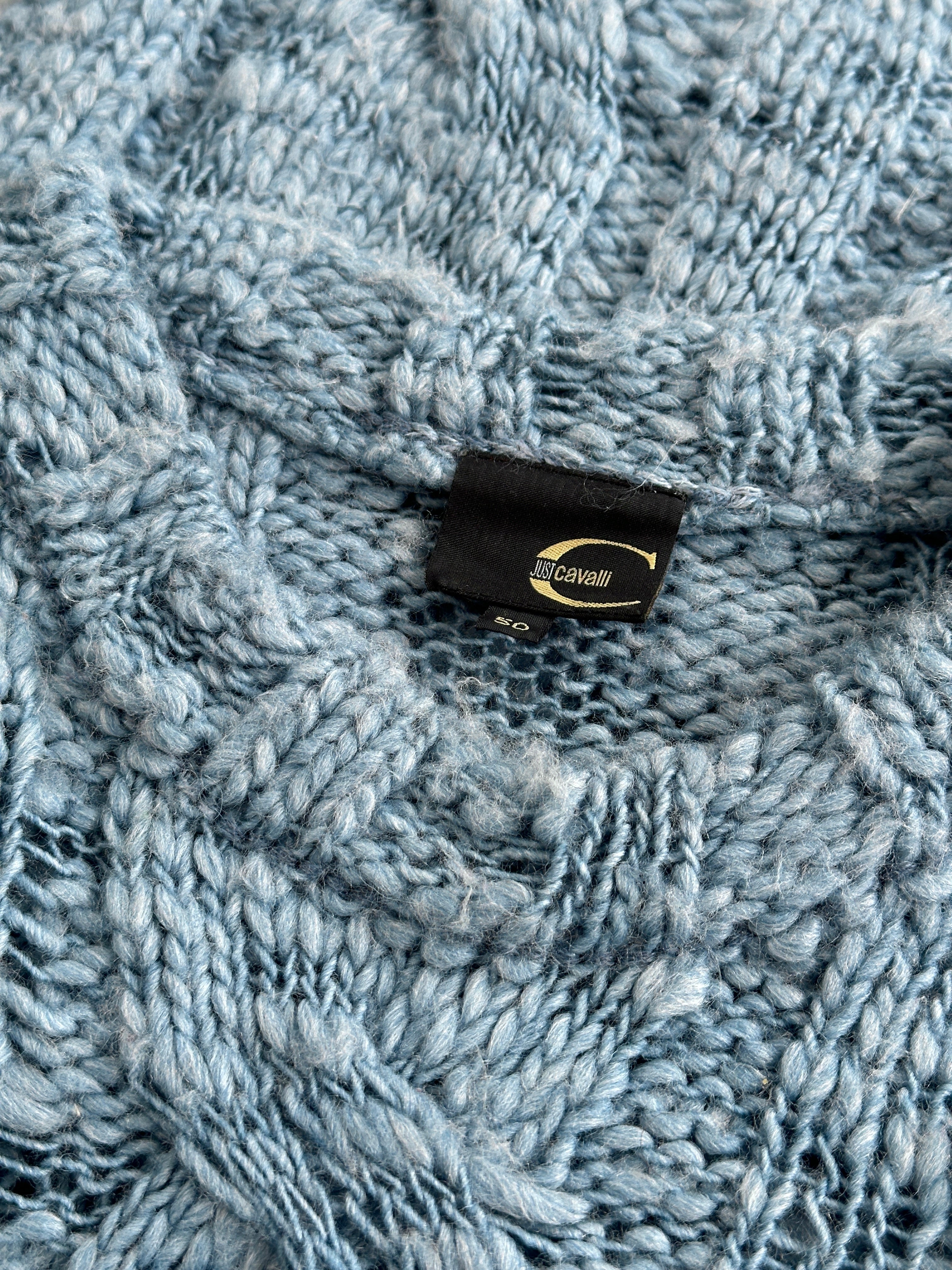 Roberto Cavalli Just Cavalli 00s wool knitted jumper in black, featuring a cozy, textured knit design.