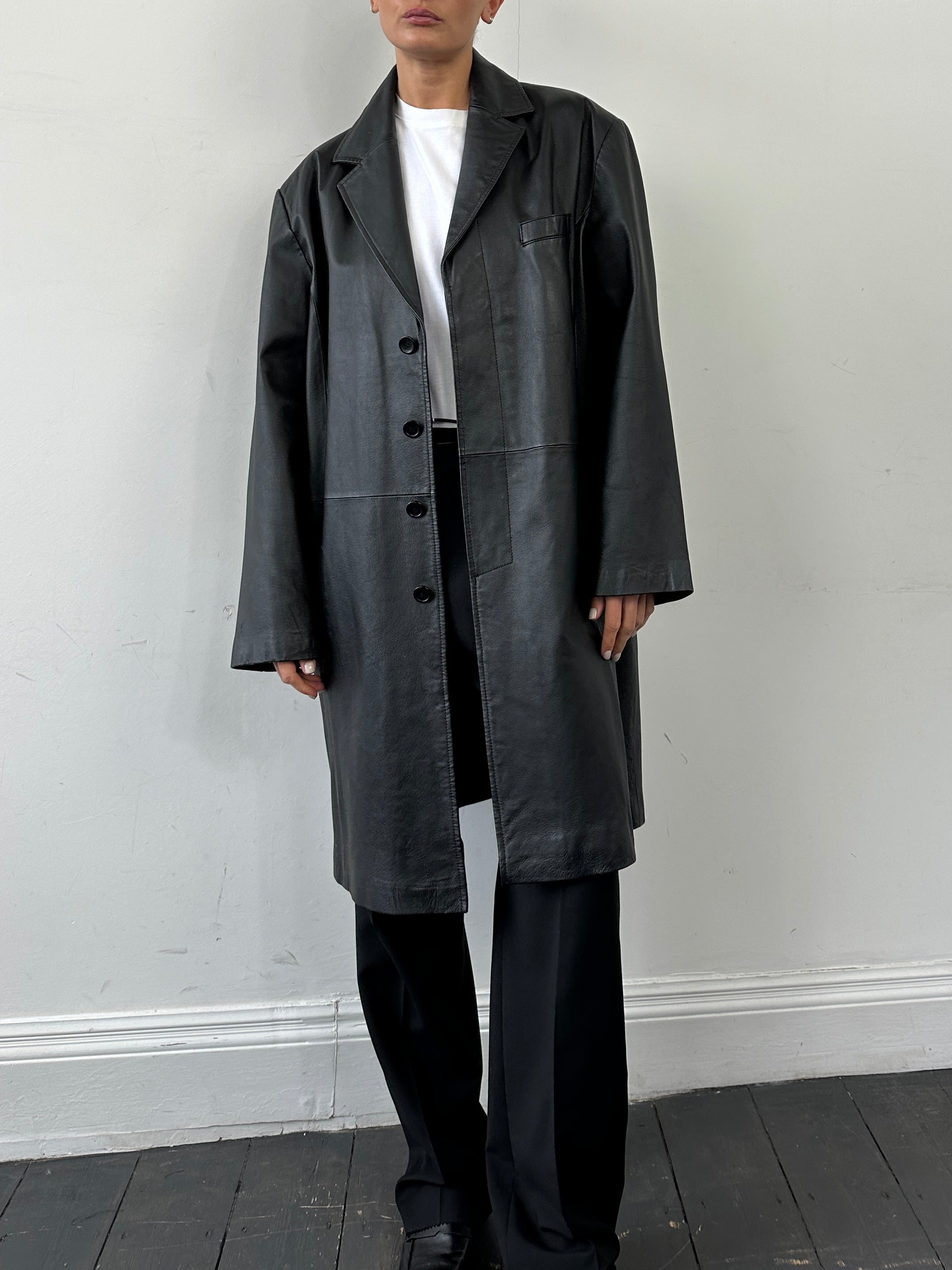 Vintage Leather Trench Coat - XL - SYLK