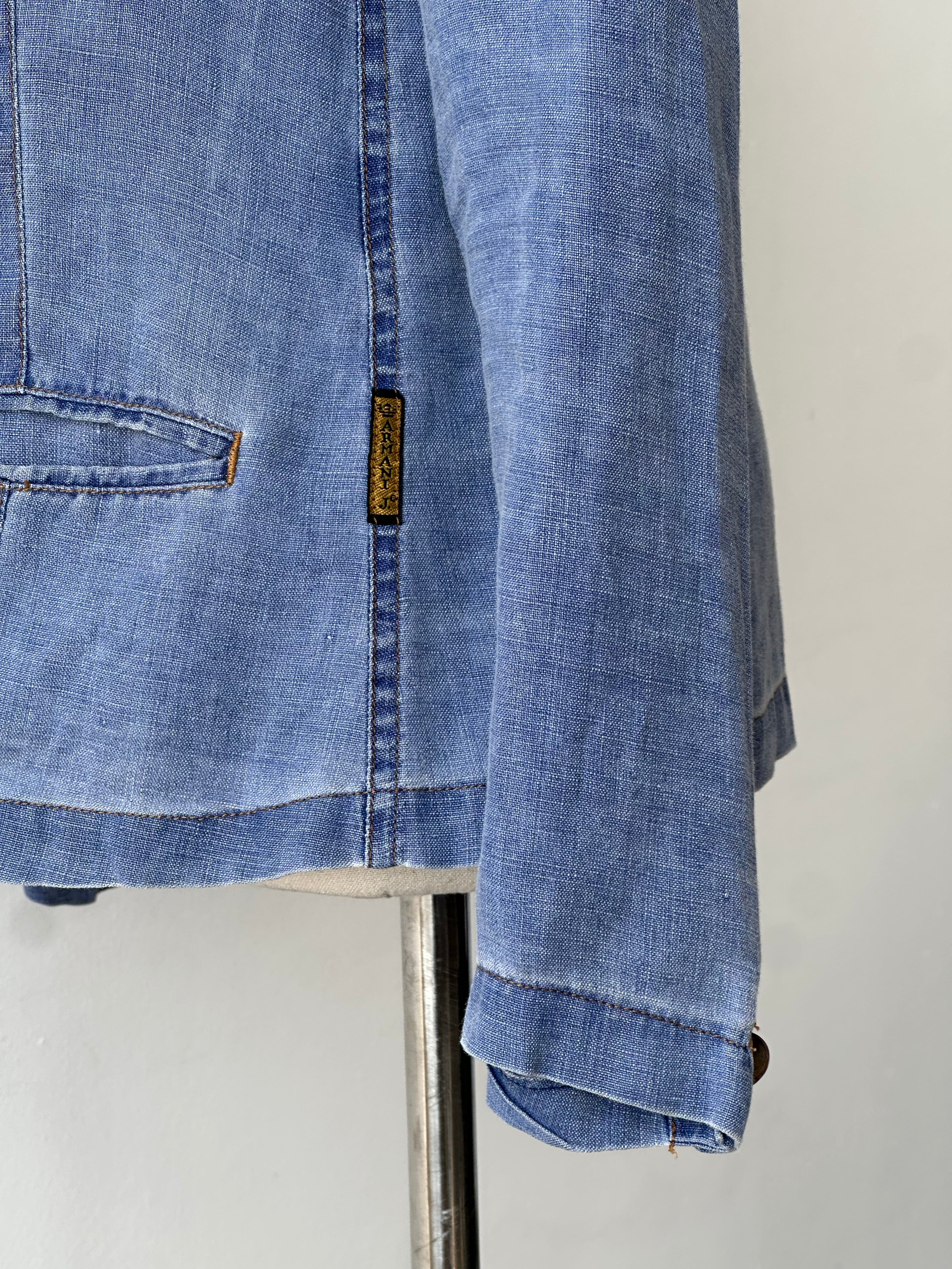 Armani Jeans 1990s Pure Linen Bespoke Button Jacket - S-M