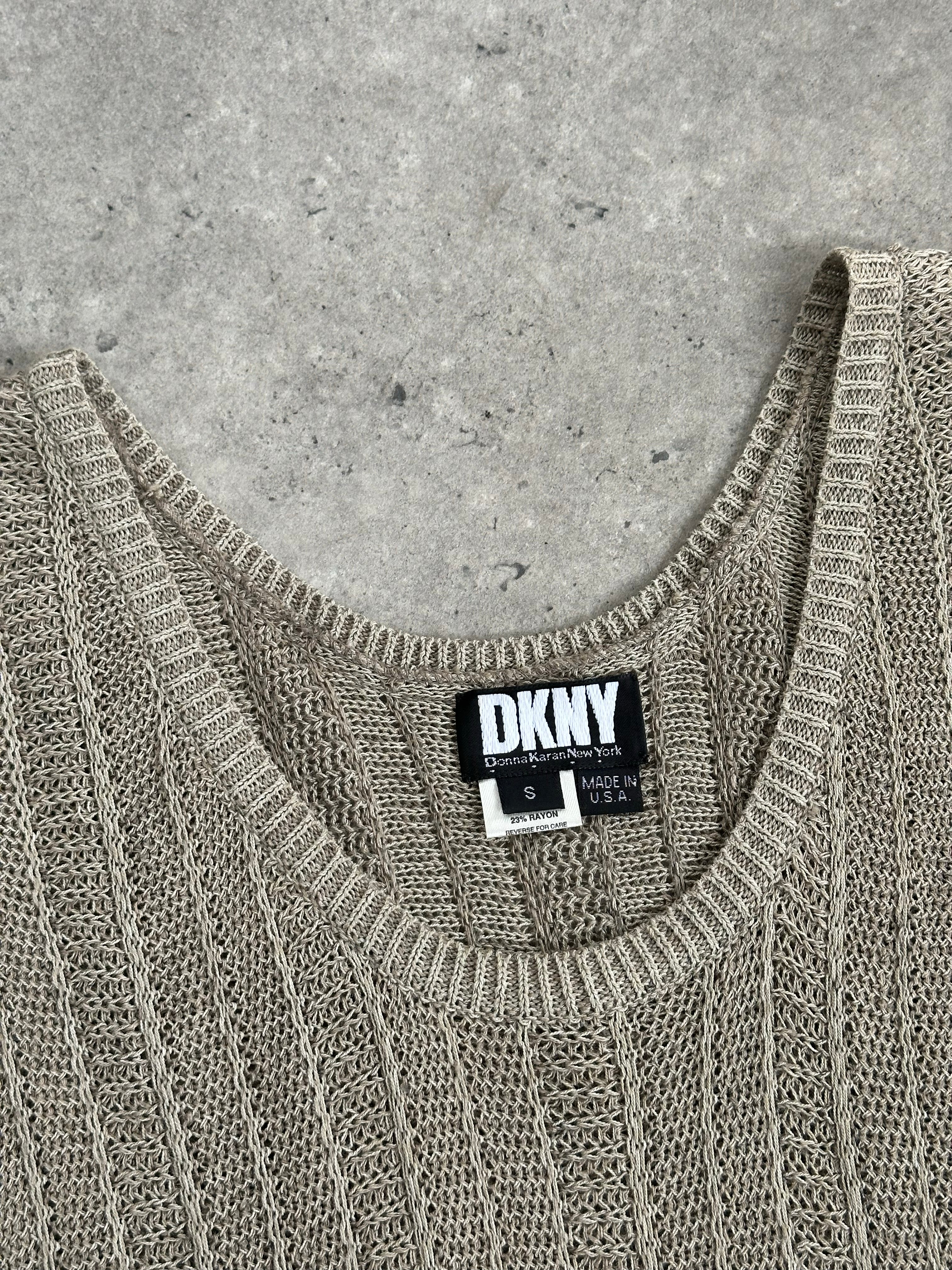 DKNY 1990s Linen Open Knit Midi Dress - S-M