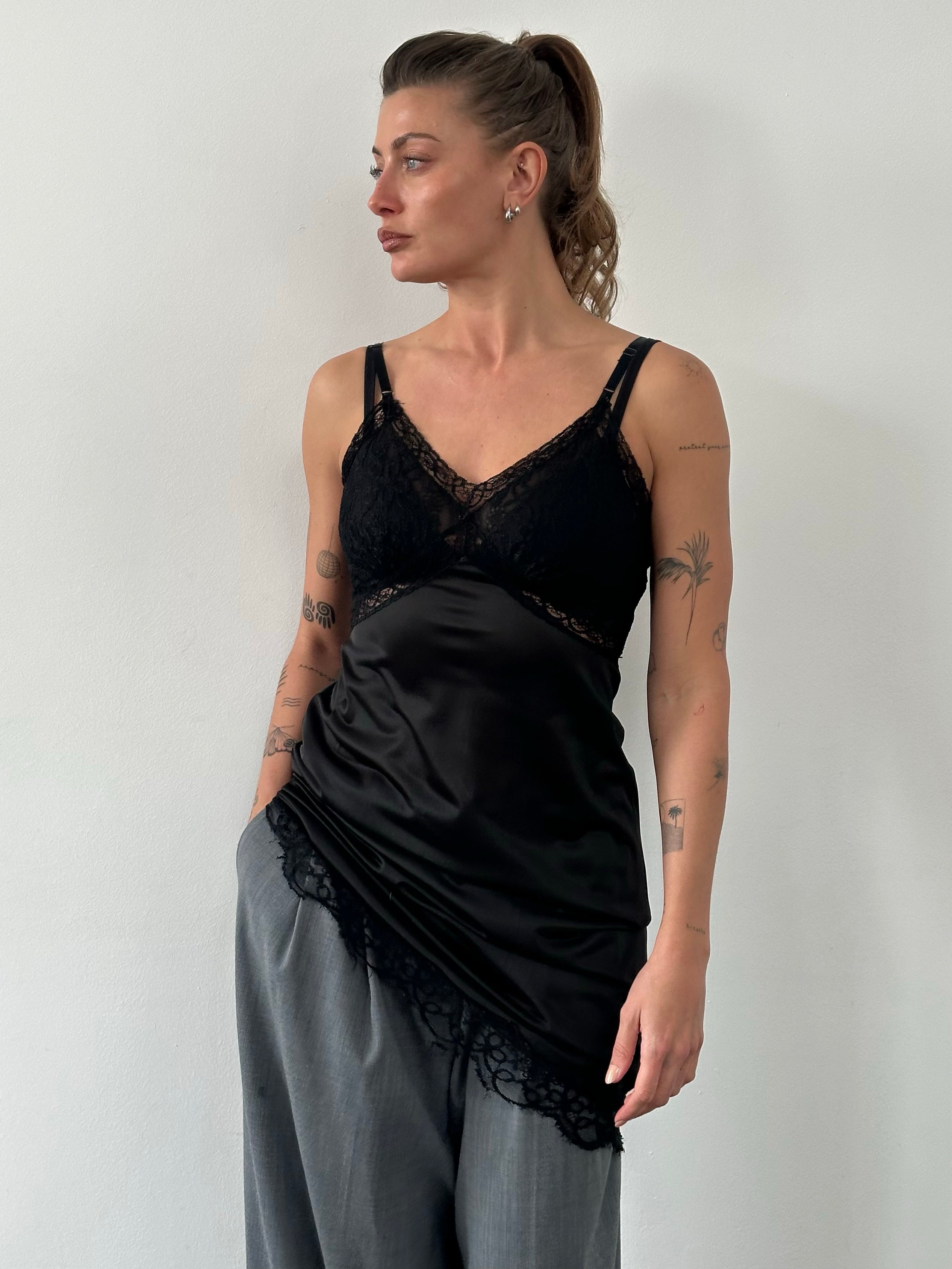 Vintage 1990s Sheer Lace Midi Dress - S