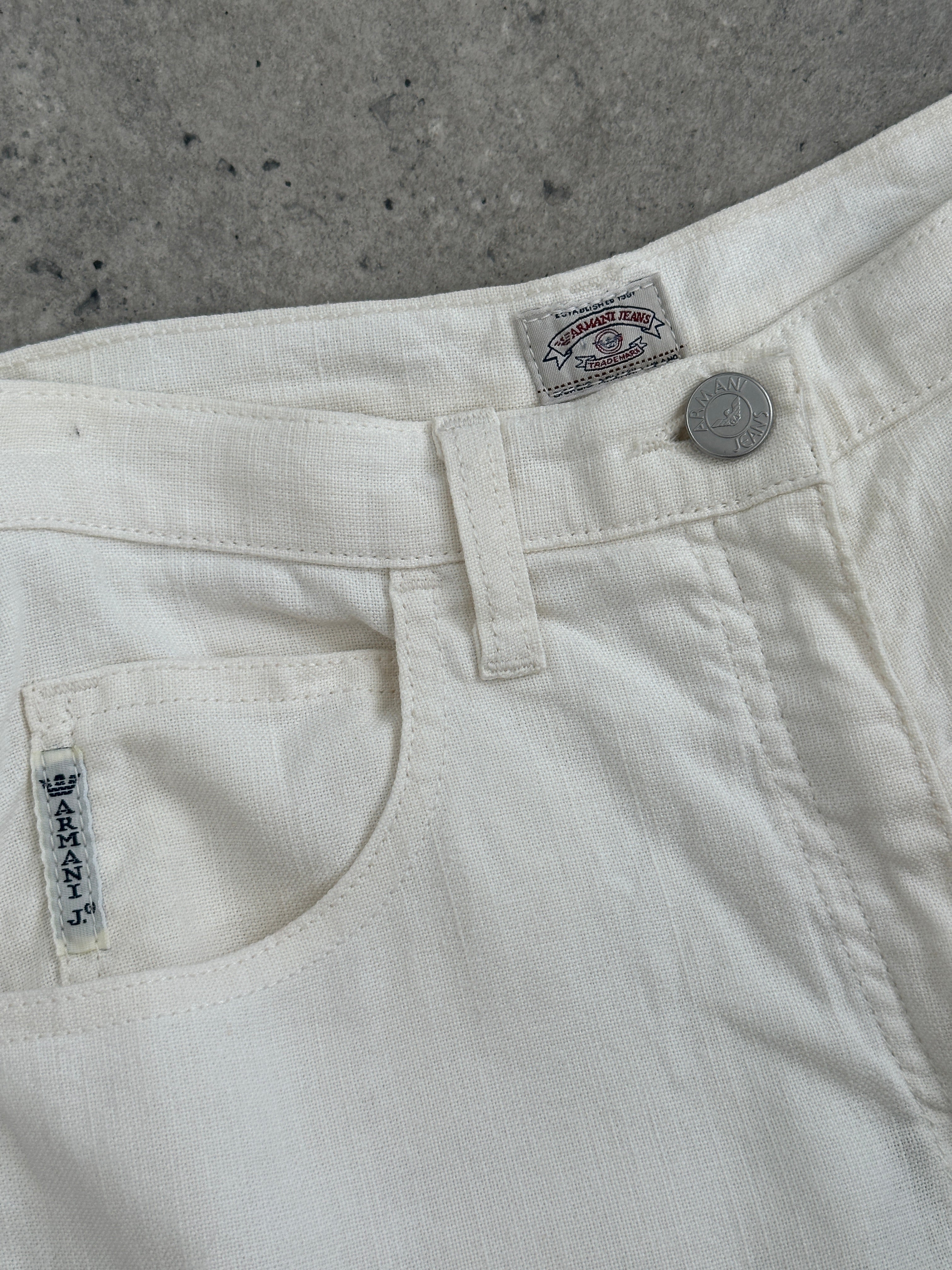 Armani Jeans 1990s Linen Slim Straight Leg Trousers - W26