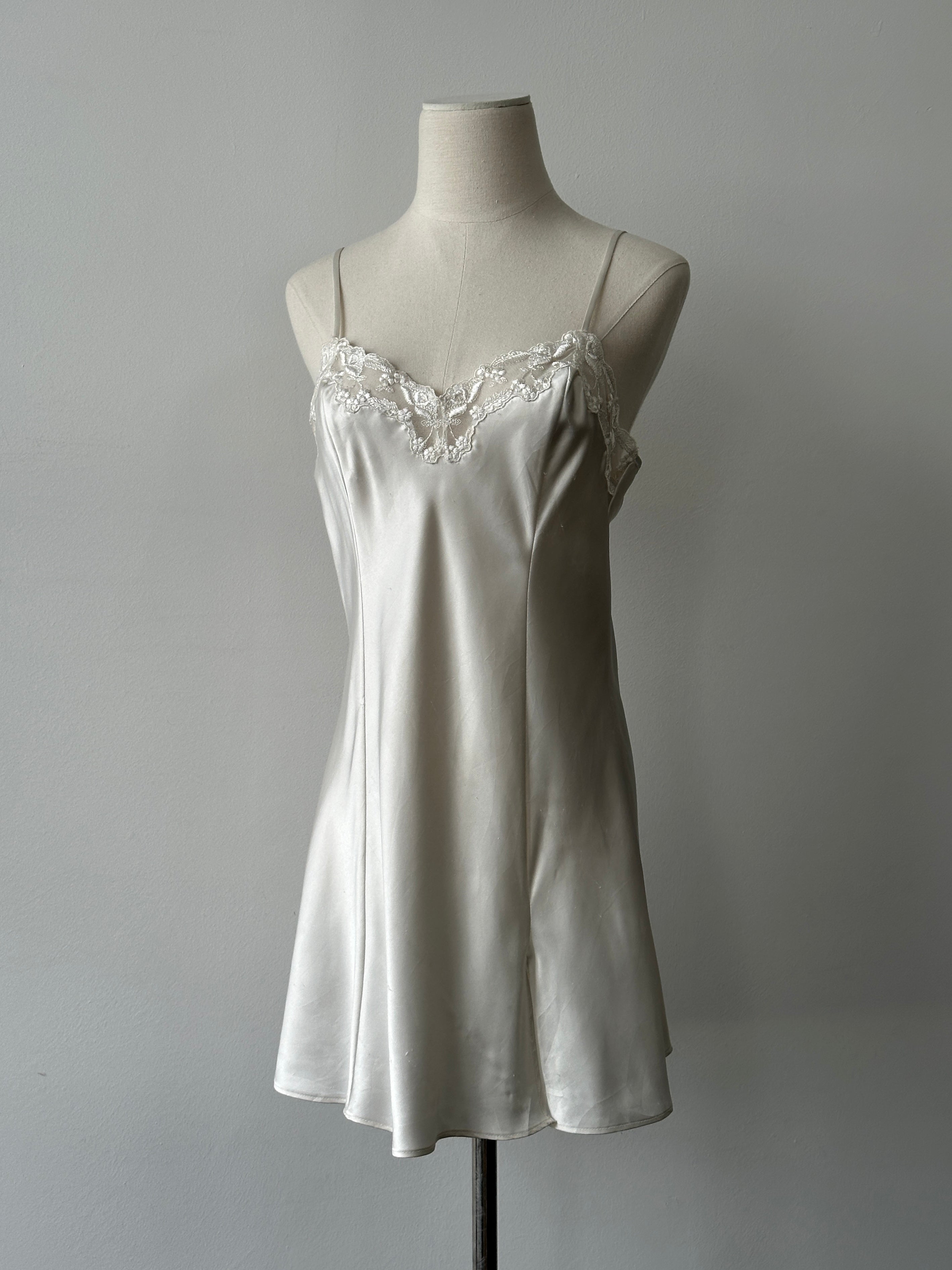 Victoria's Secret 2000s Satin Lace Mini Slip Dress - S