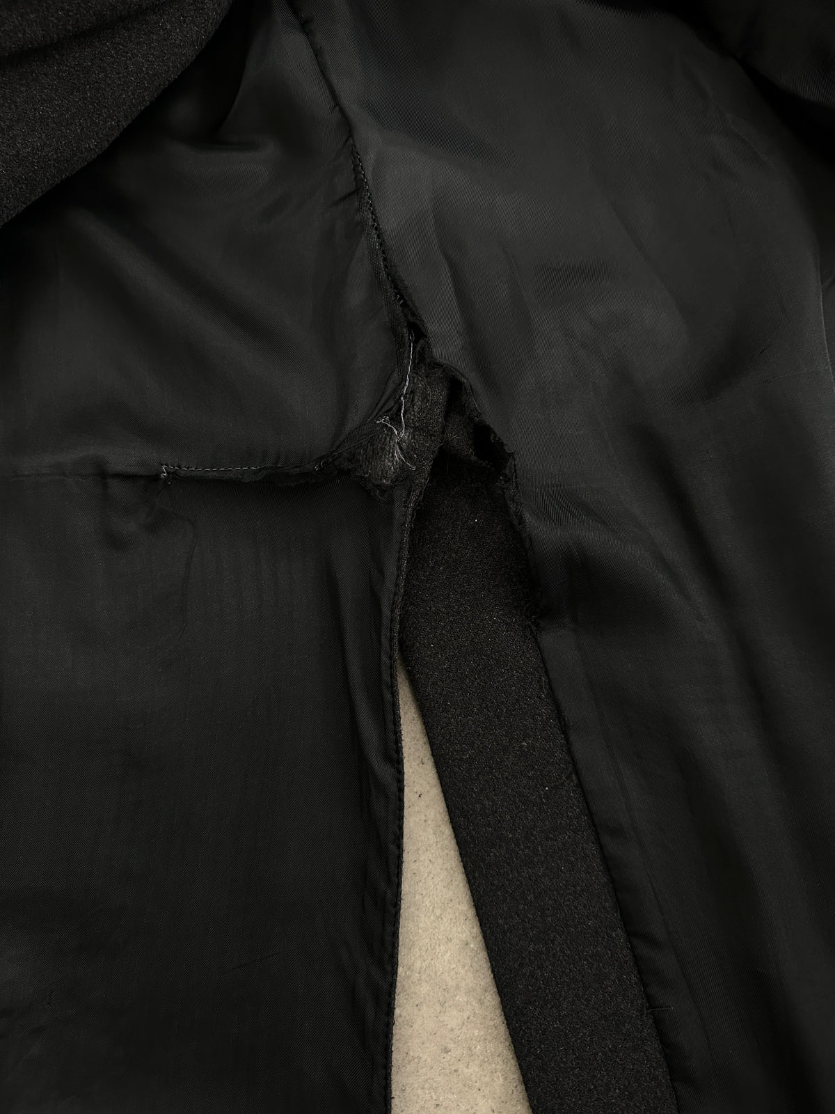 Vintage 1990s Wool Cashmere High Neck Belted Coat - L