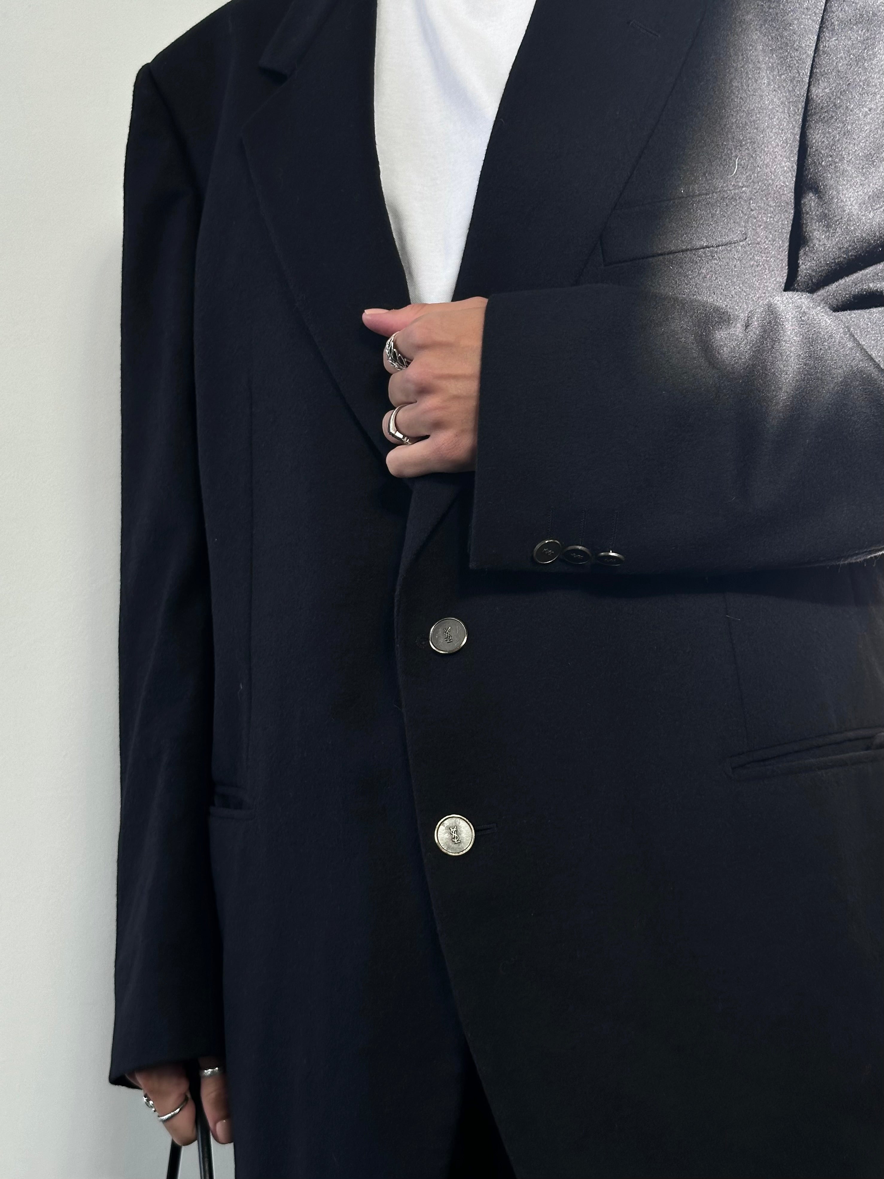 Yves Saint Laurent Pour Homme brushed wool cashmere blazer in XL, tailored button blazer with a refined, classic fit.