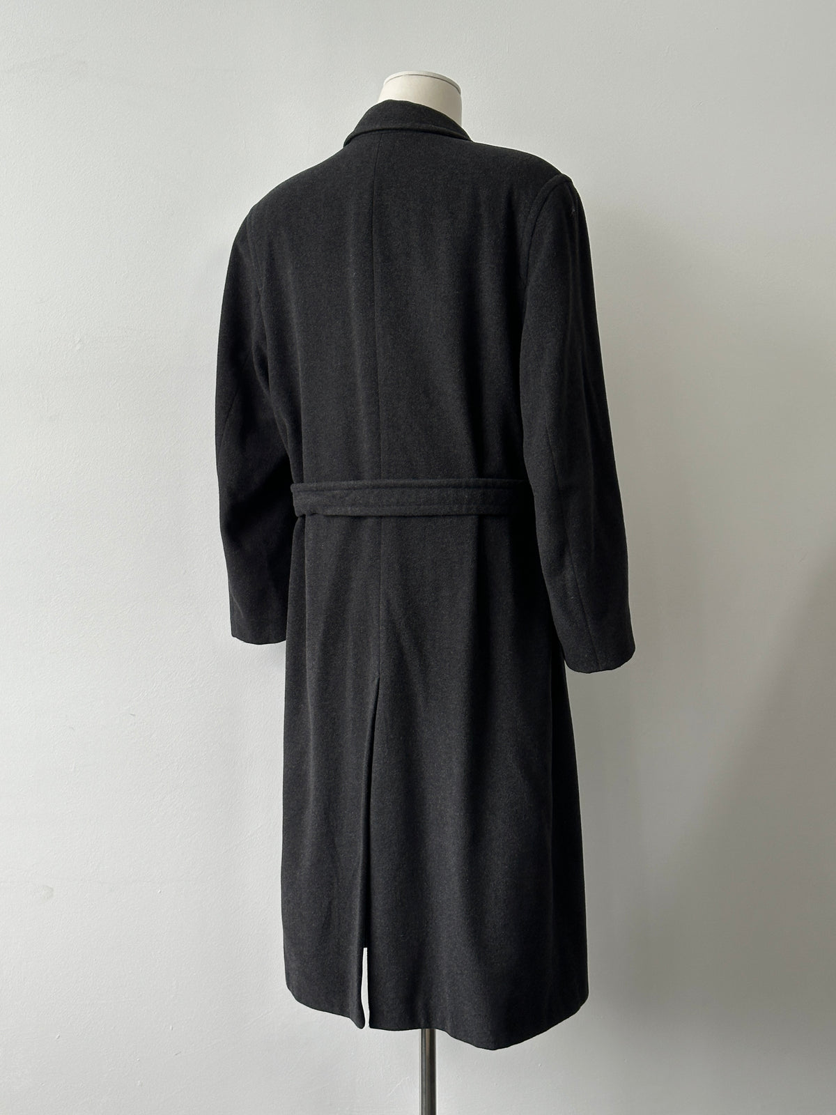 Vintage 1990s Wool Cashmere High Neck Belted Coat - L