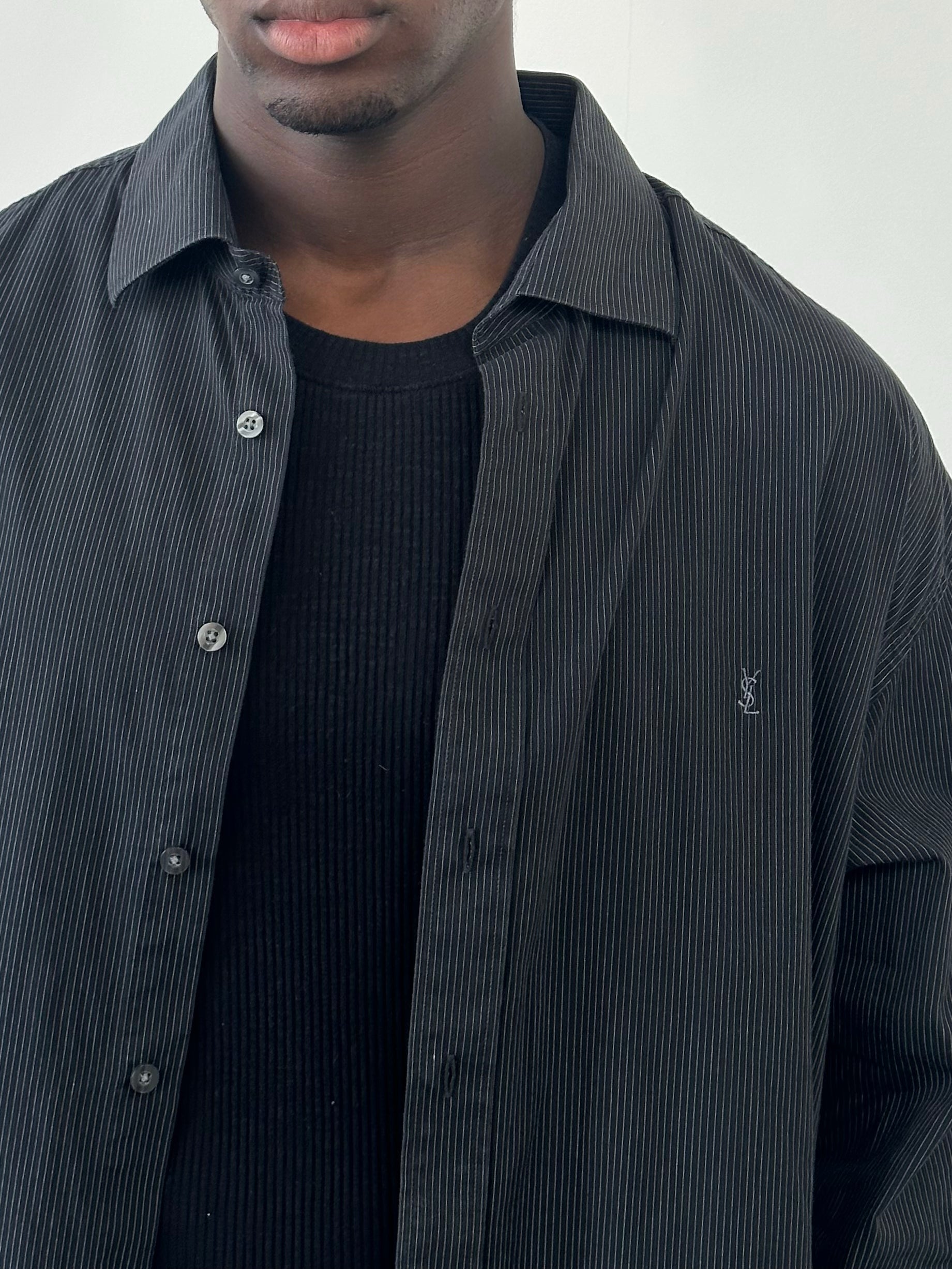 Yves Saint Laurent Pour Homme 2000s Pure Cotton Striped Shirt - XXL