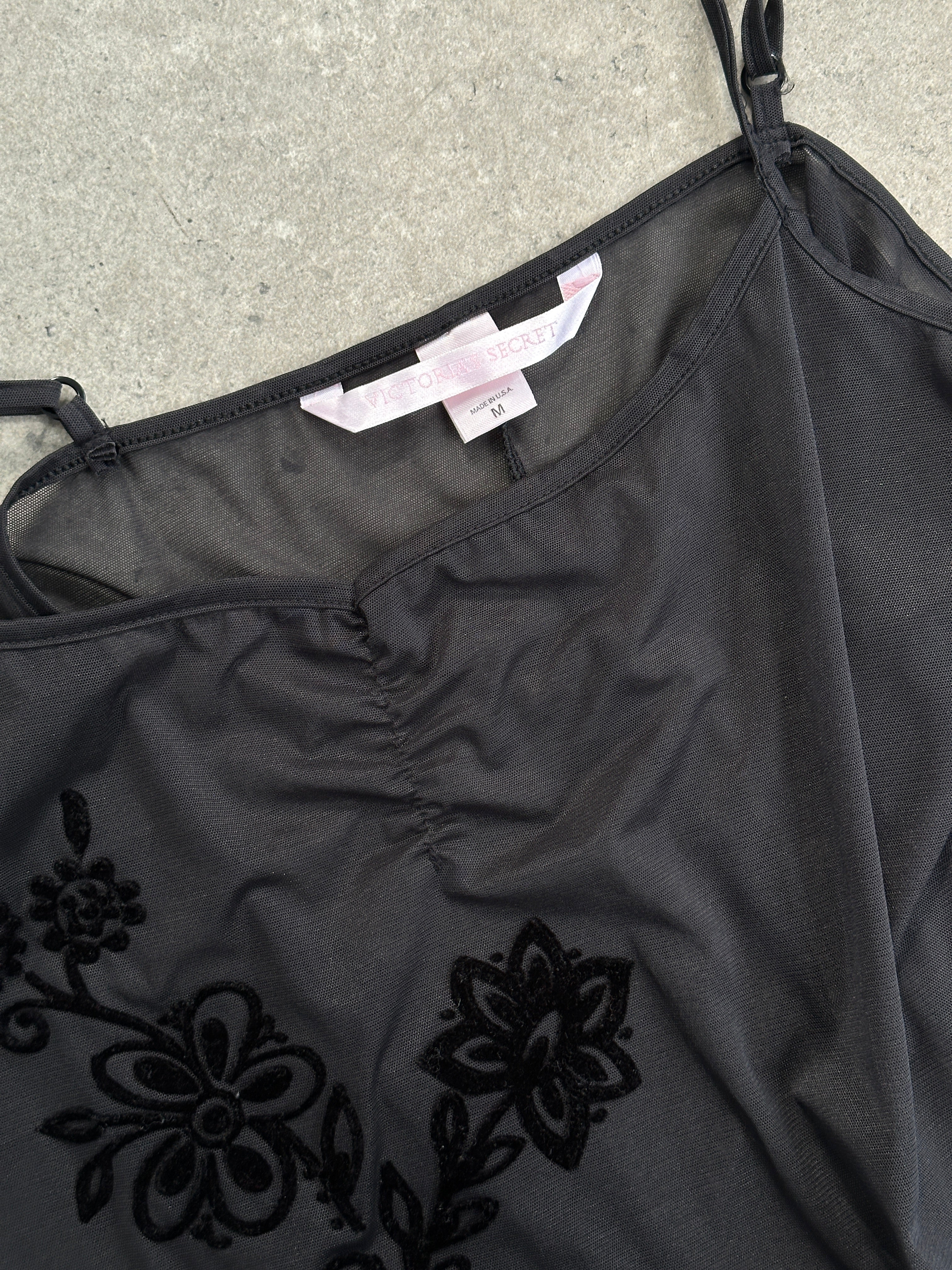 Victoria's Secret 1990s Sheer Floral Sleeveless Mini Dress - M