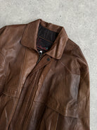 Vintage Tobacco Leather Bomber Jacket - XL - SYLK