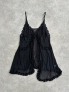 Vintage 2000s Lace Babydoll Asymmetric Split Cami Top - S-L - SYLK