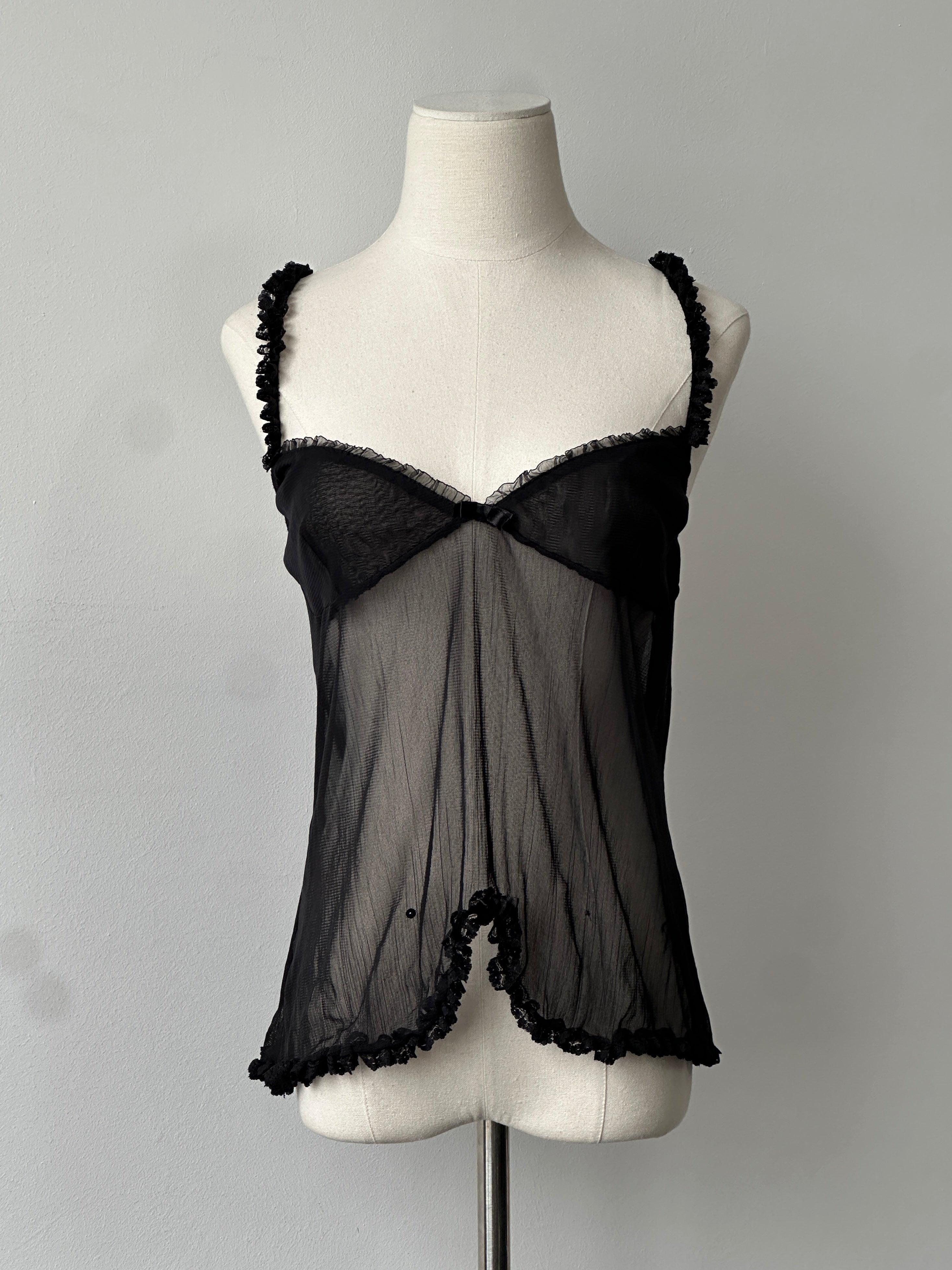 Vintage 2000s Sheer Sleeveless Lace Top - S-M