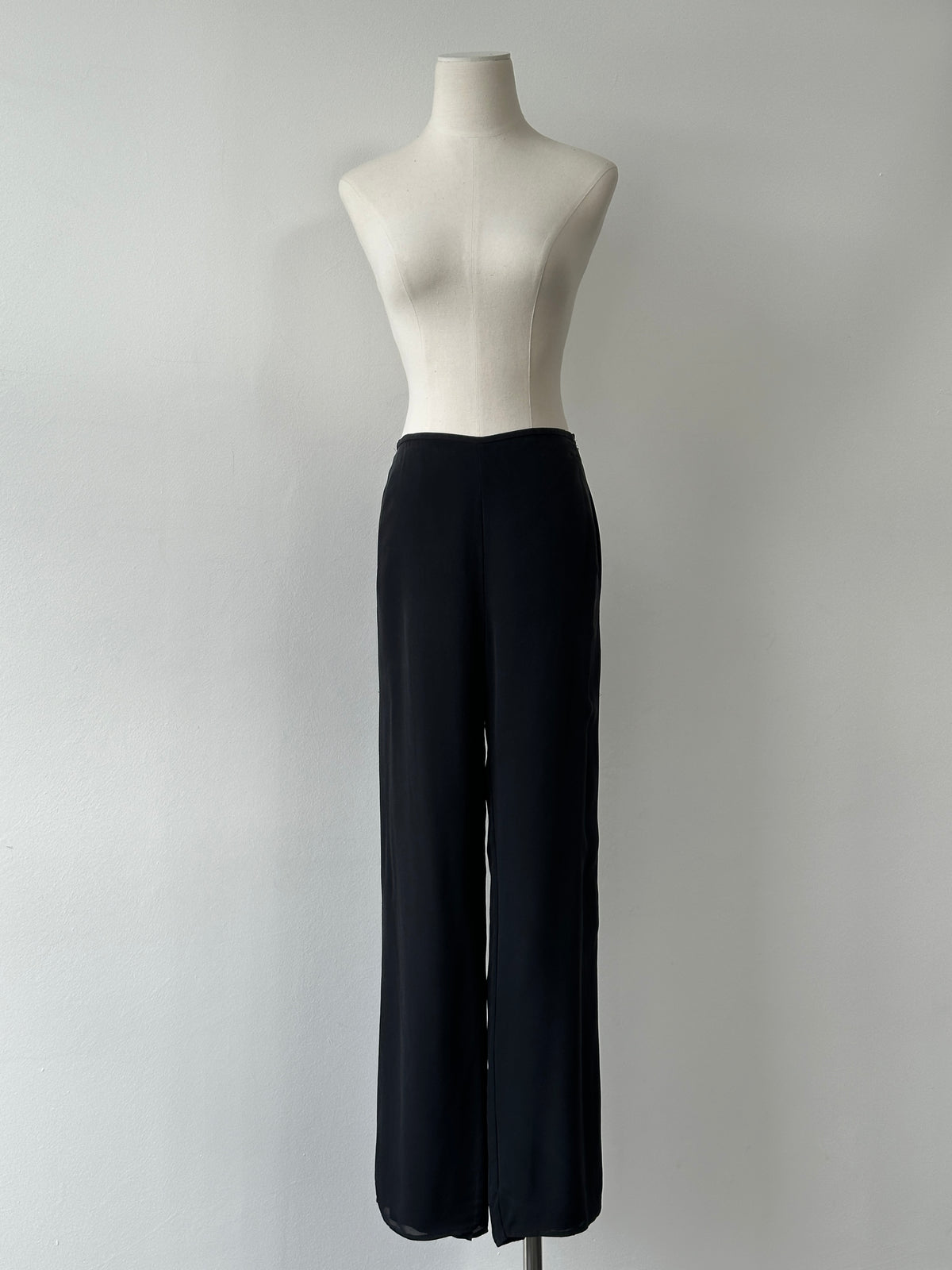 Vintage 1990s Pure Silk Wide Leg Trousers - W30