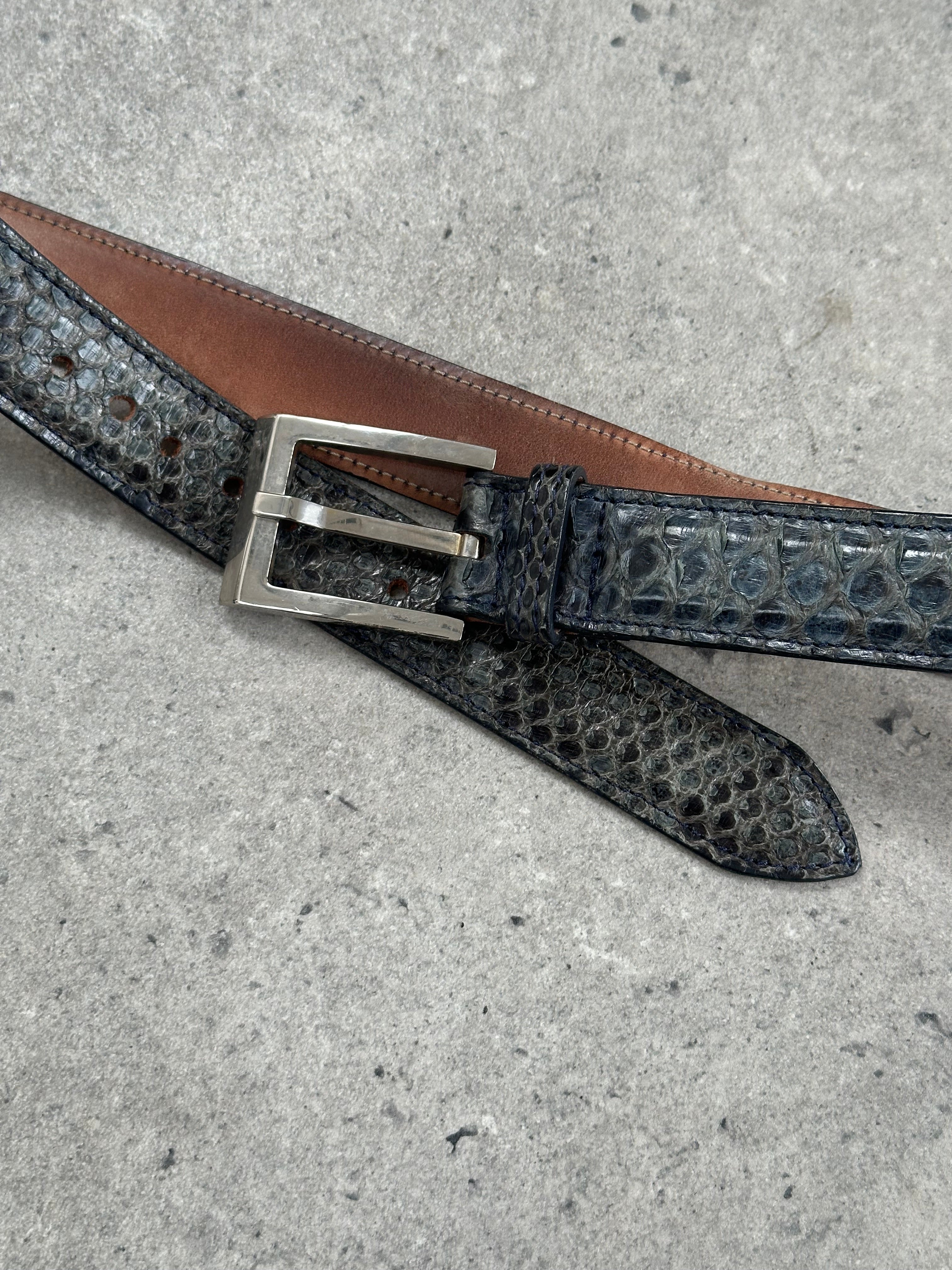 Vintage 1990s Python Leather Belt - W31-34 - SYLK