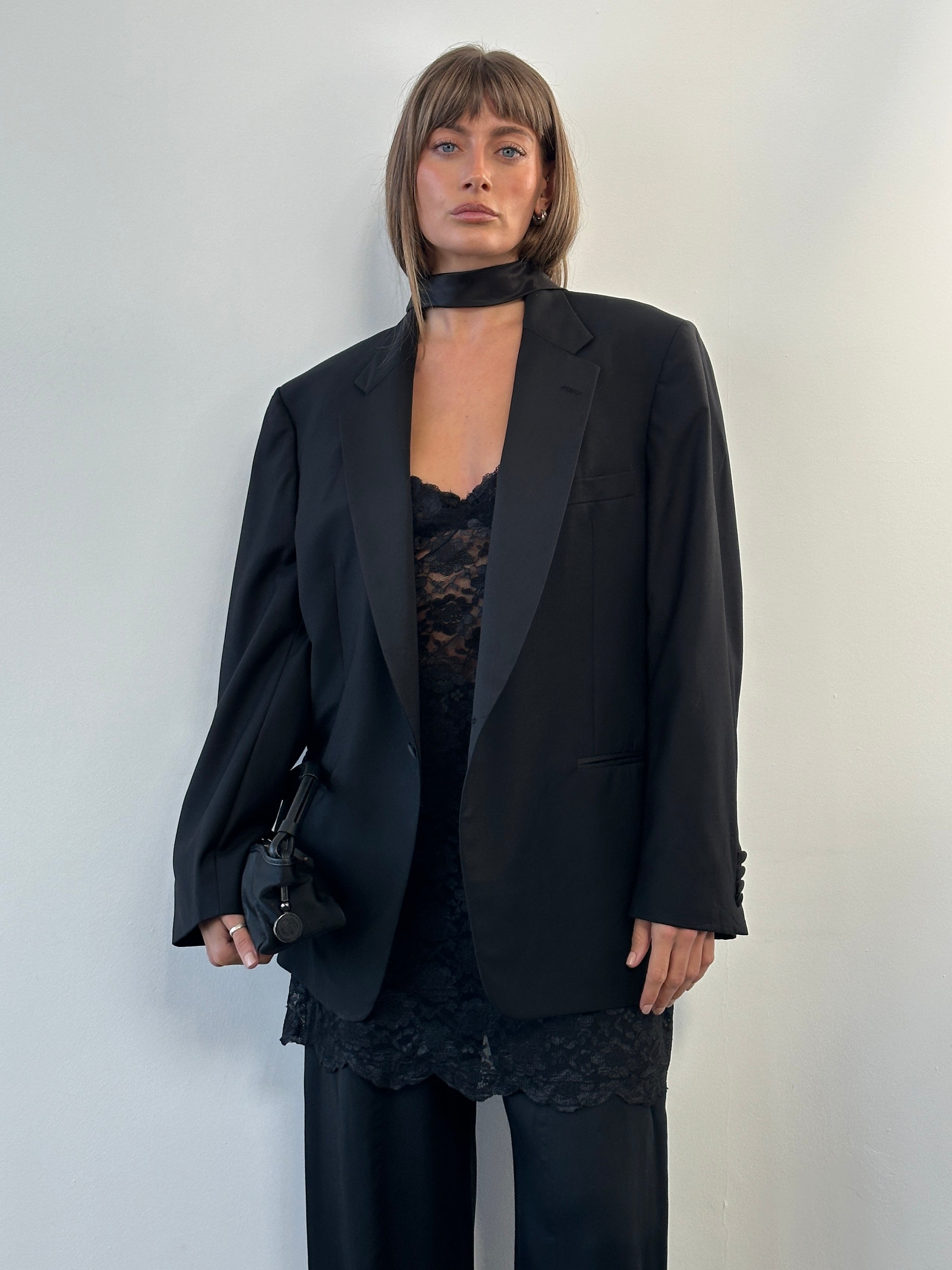 Christian Dior Monsieur 1980s Wool Tuxedo Blazer - 44R/XL - SYLK