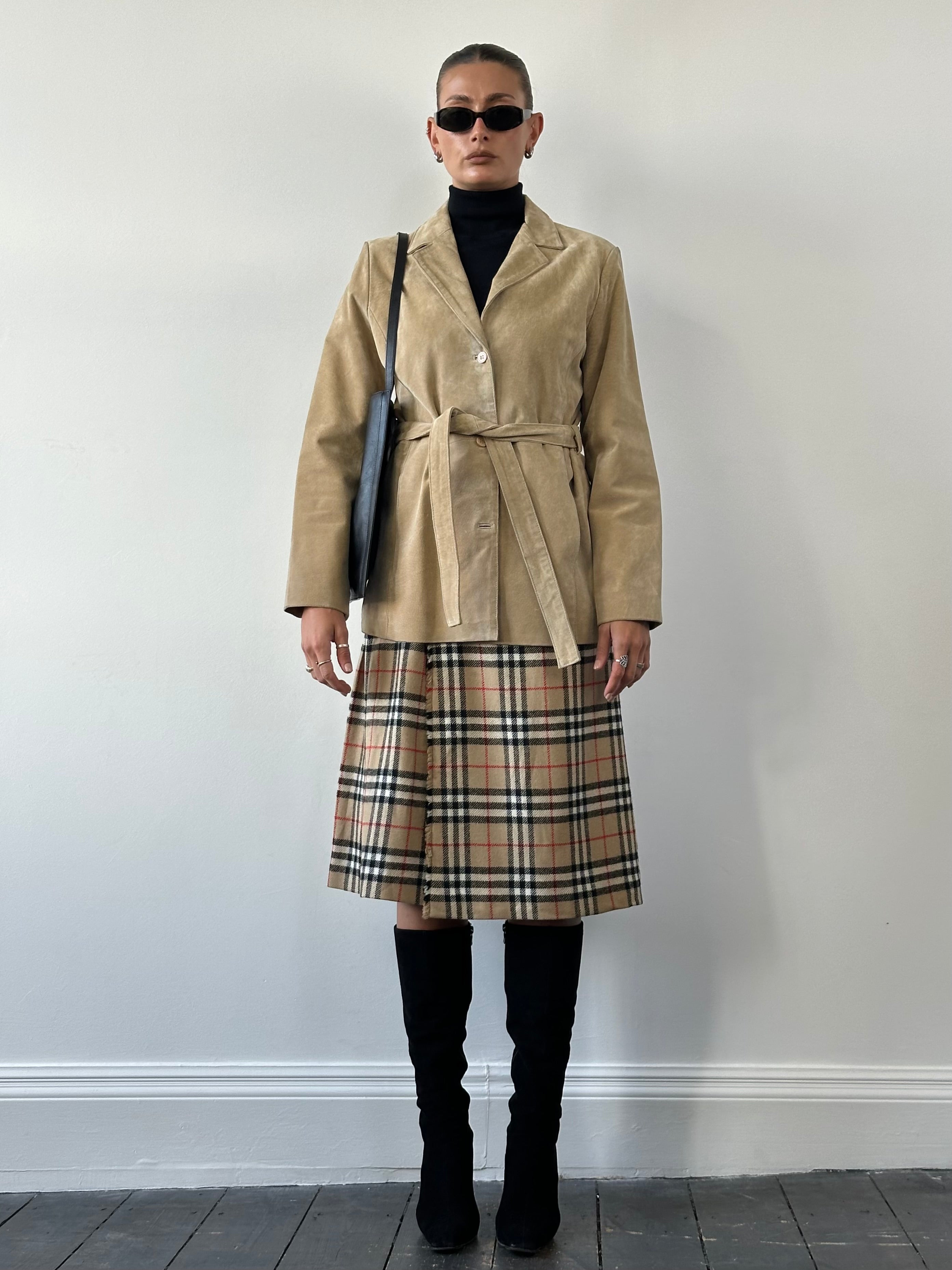 Burberry Nova Check Pure Wool Pleated Skirt - W26 | SYLK