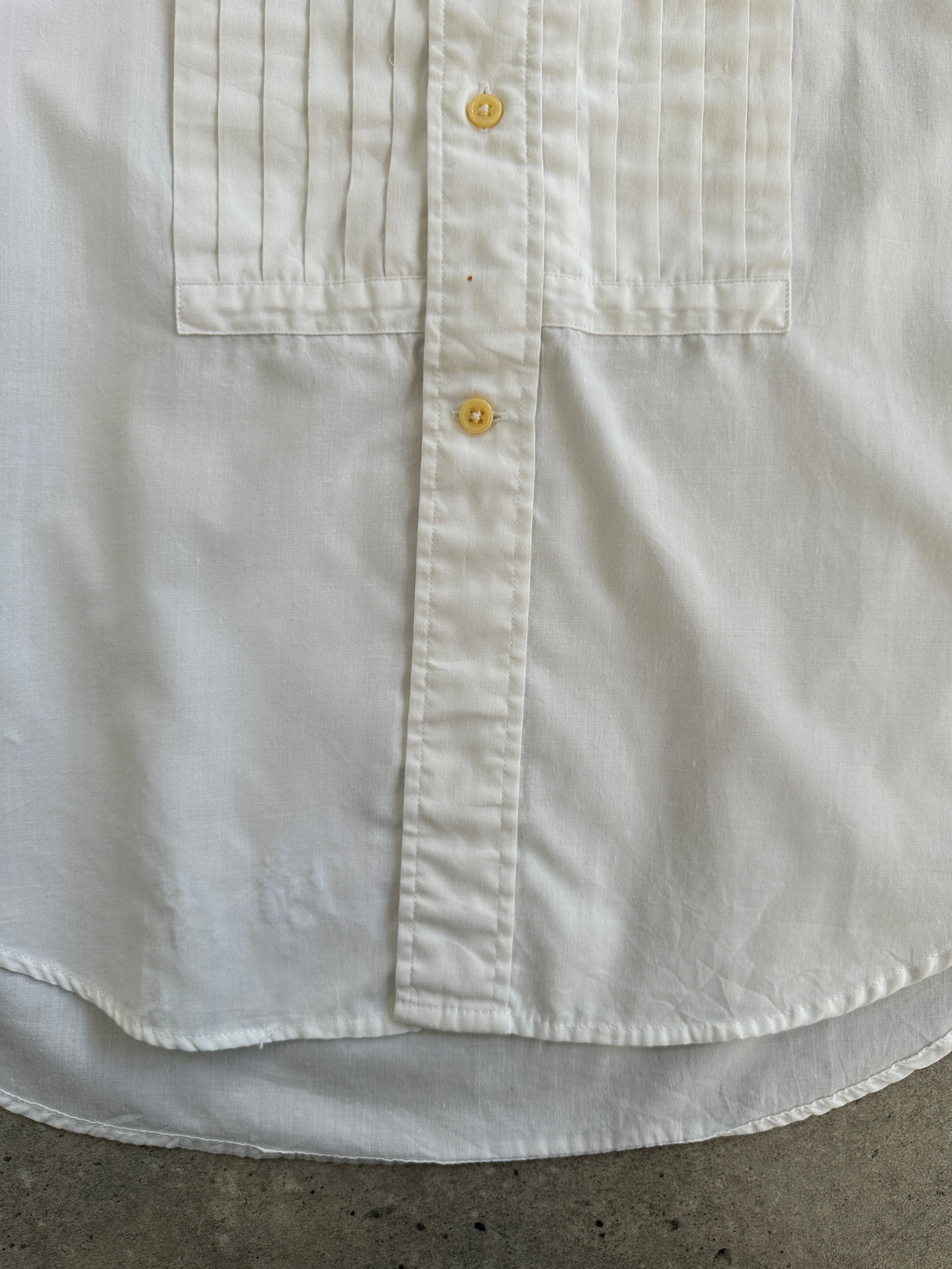 Yves Saint Laurent Pour Homme 1990s tuxedo cotton dress shirt, men's size M, with classic collar and button front.