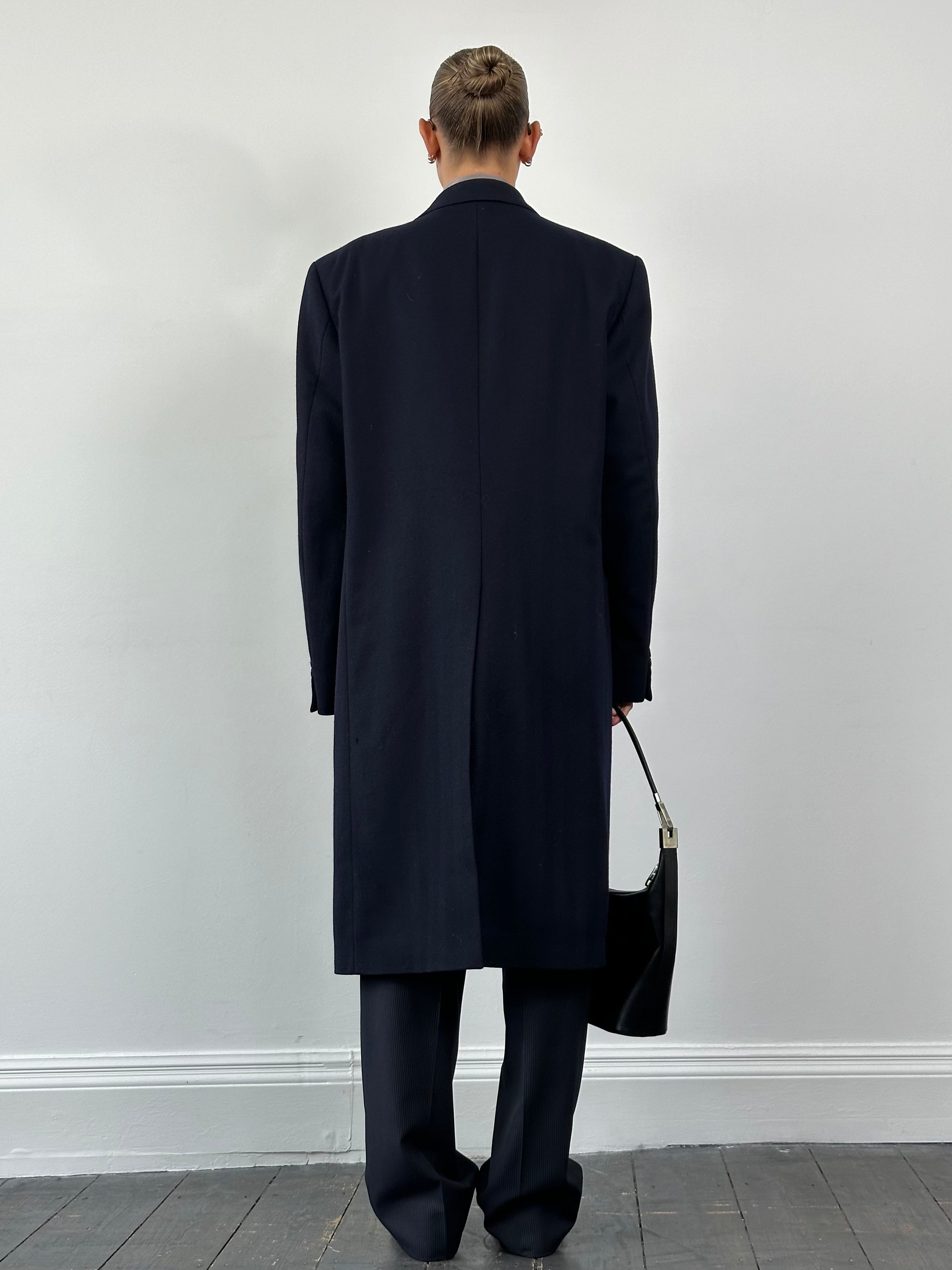 Christian Dior pure wool double-breasted coat in XL/XXL, shown in classic design with tailored fit and button details.