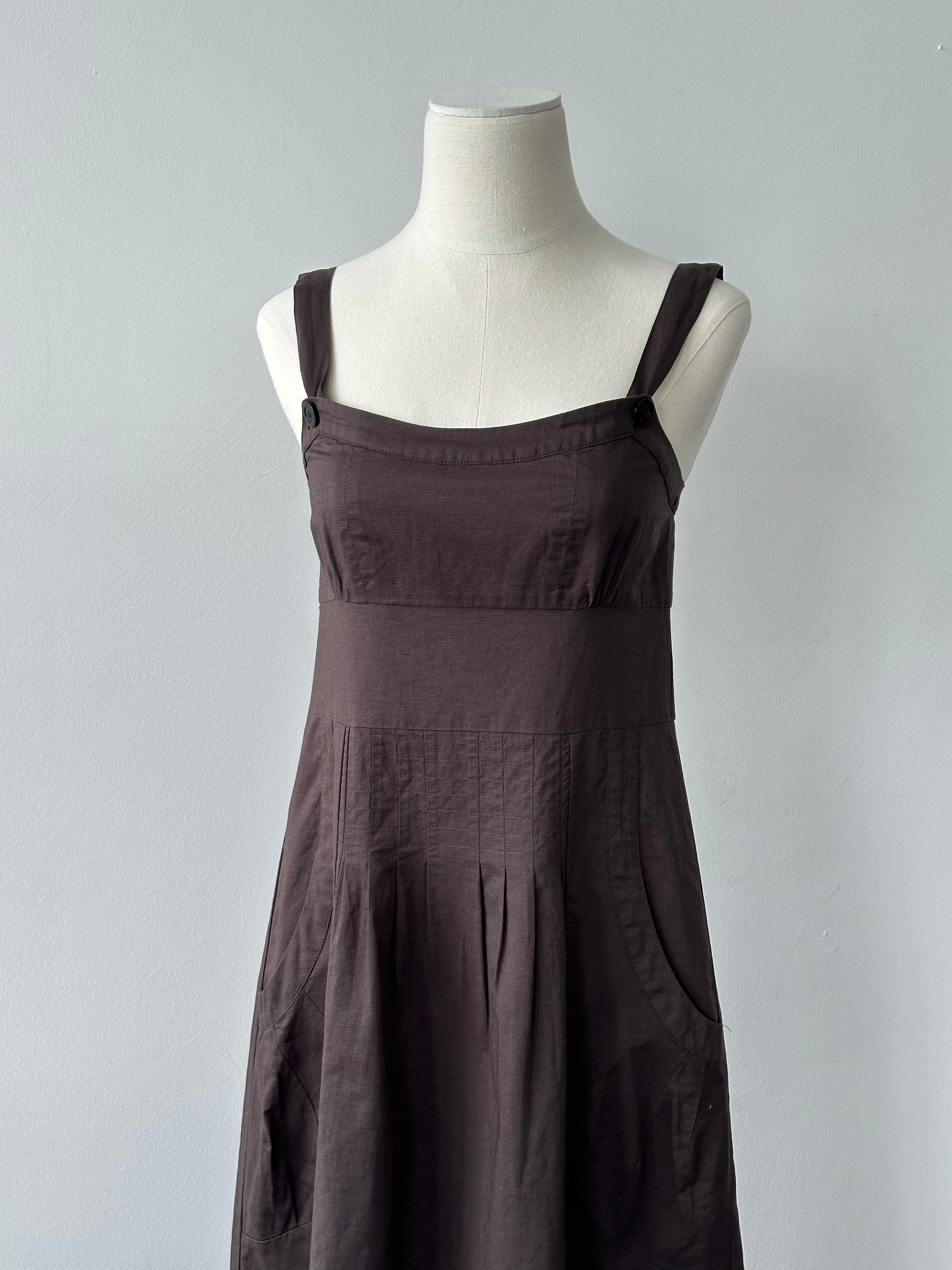 Max & Co 2000s Cotton Linen Pleated Maxi Dress - S