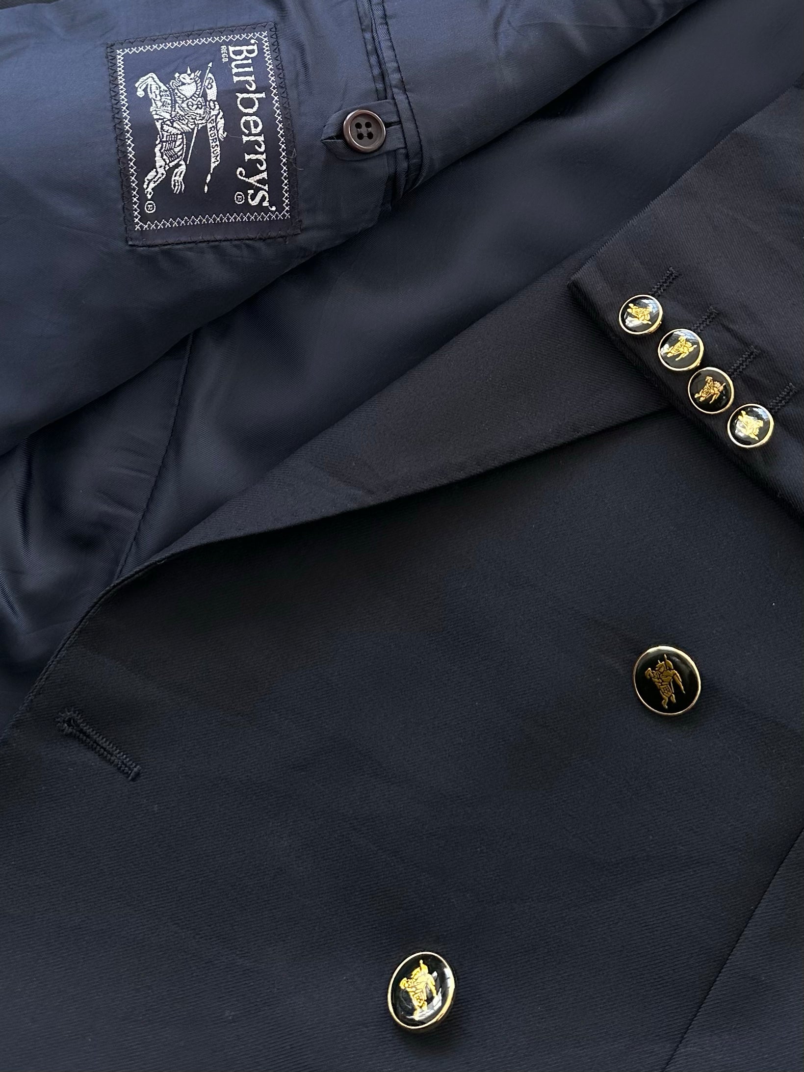Burberry 1990s Bespoke Button Wool Double Breasted Blazer - 42R/XL