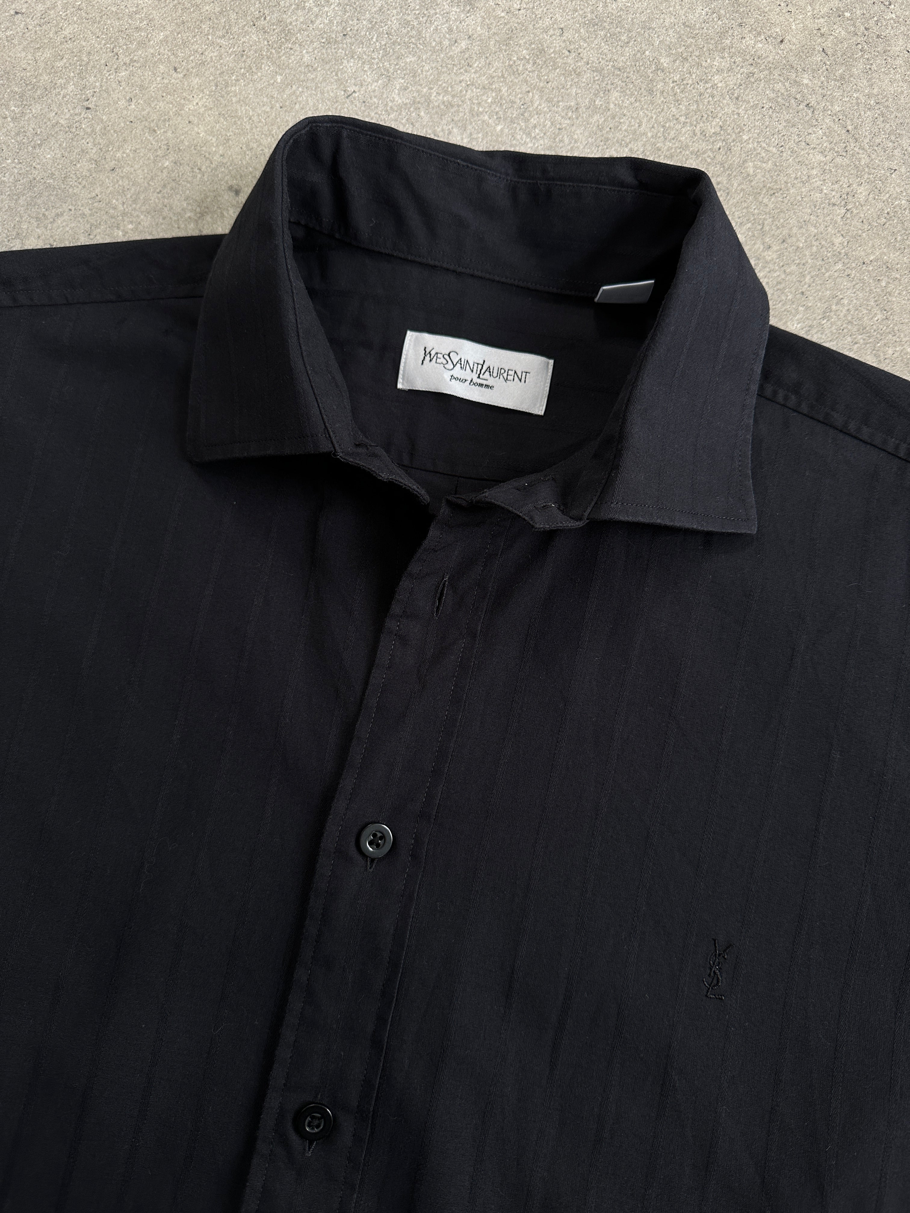 Yves Saint Laurent Pour Homme 1990s Cotton Striped Shirt - L-XL
