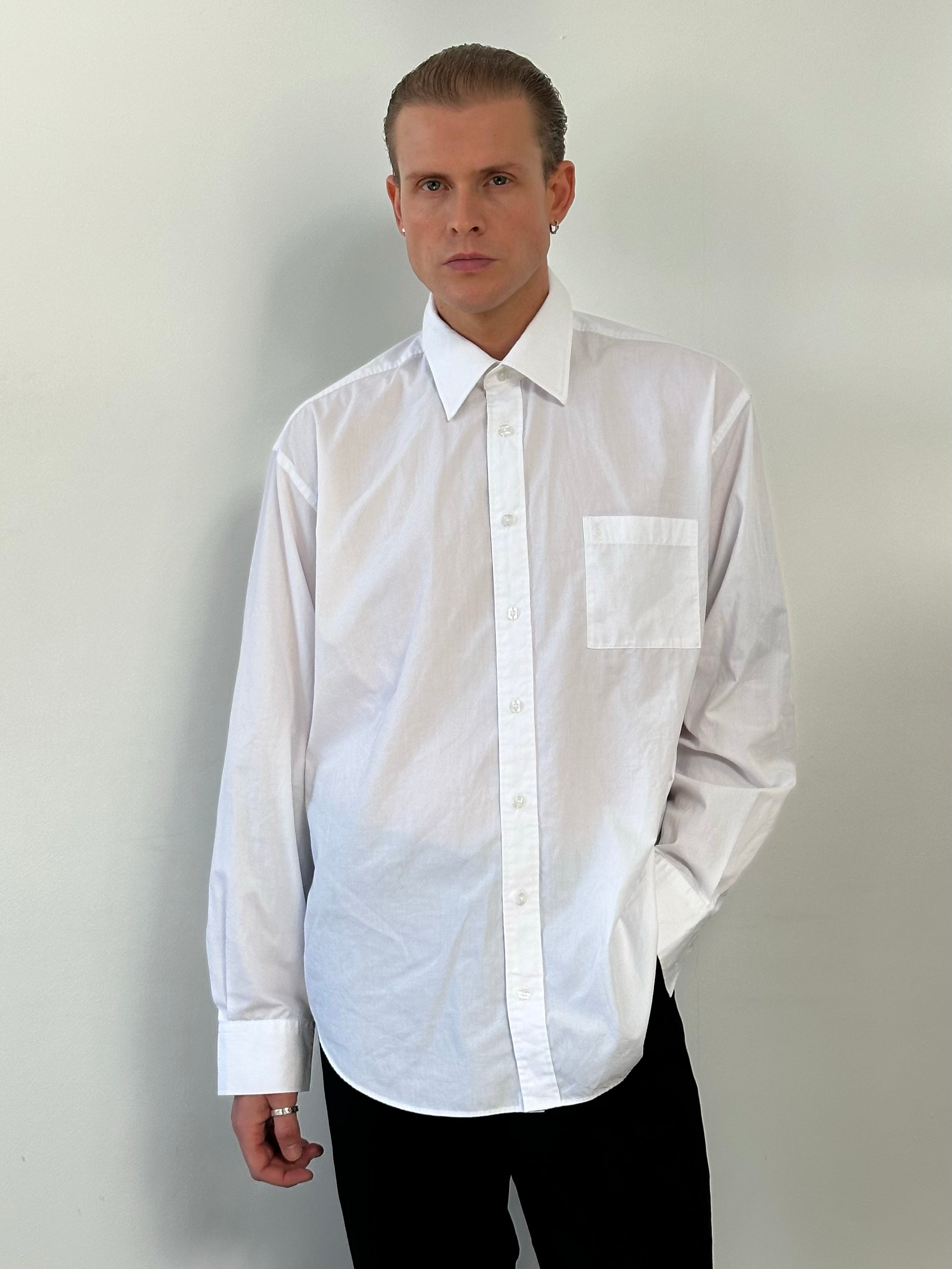 Yves Saint Laurent 1990s Cotton Logo Shirt - XL