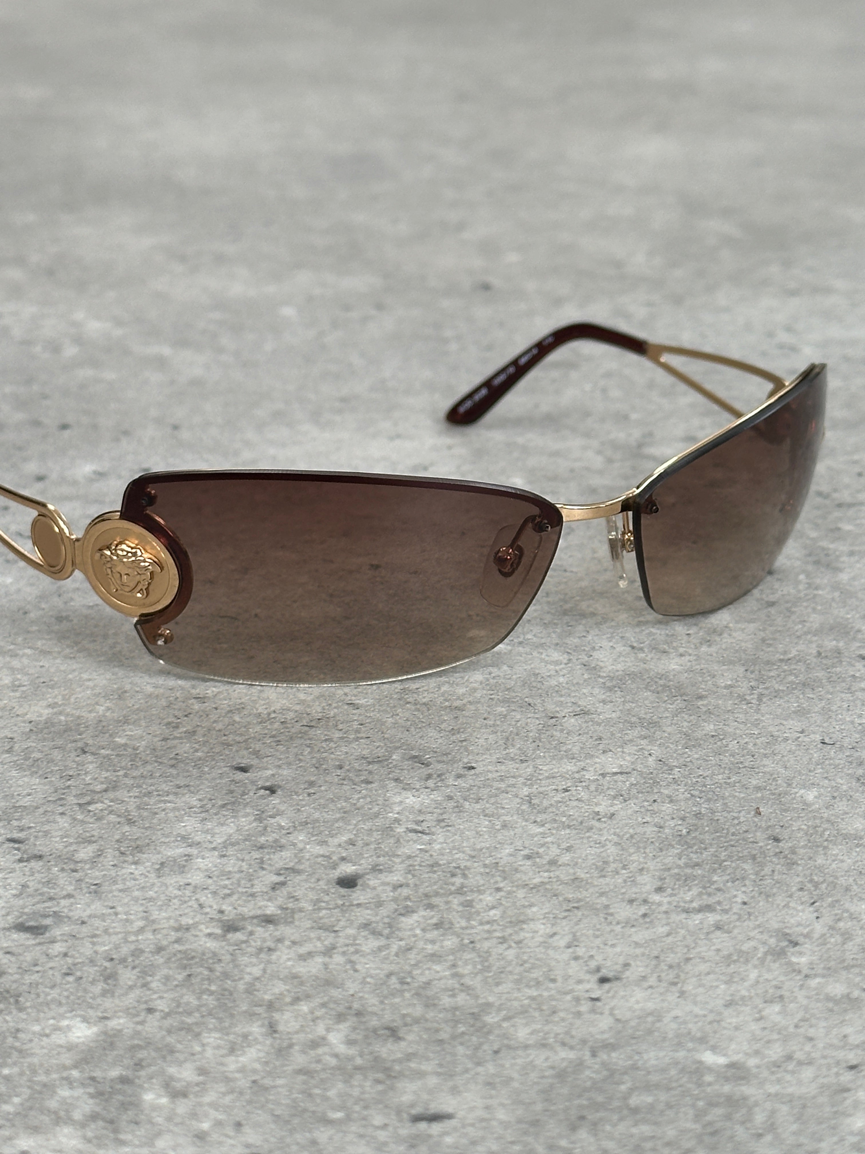 Versace 1990s Rimless Medusa Logo Sunglasses