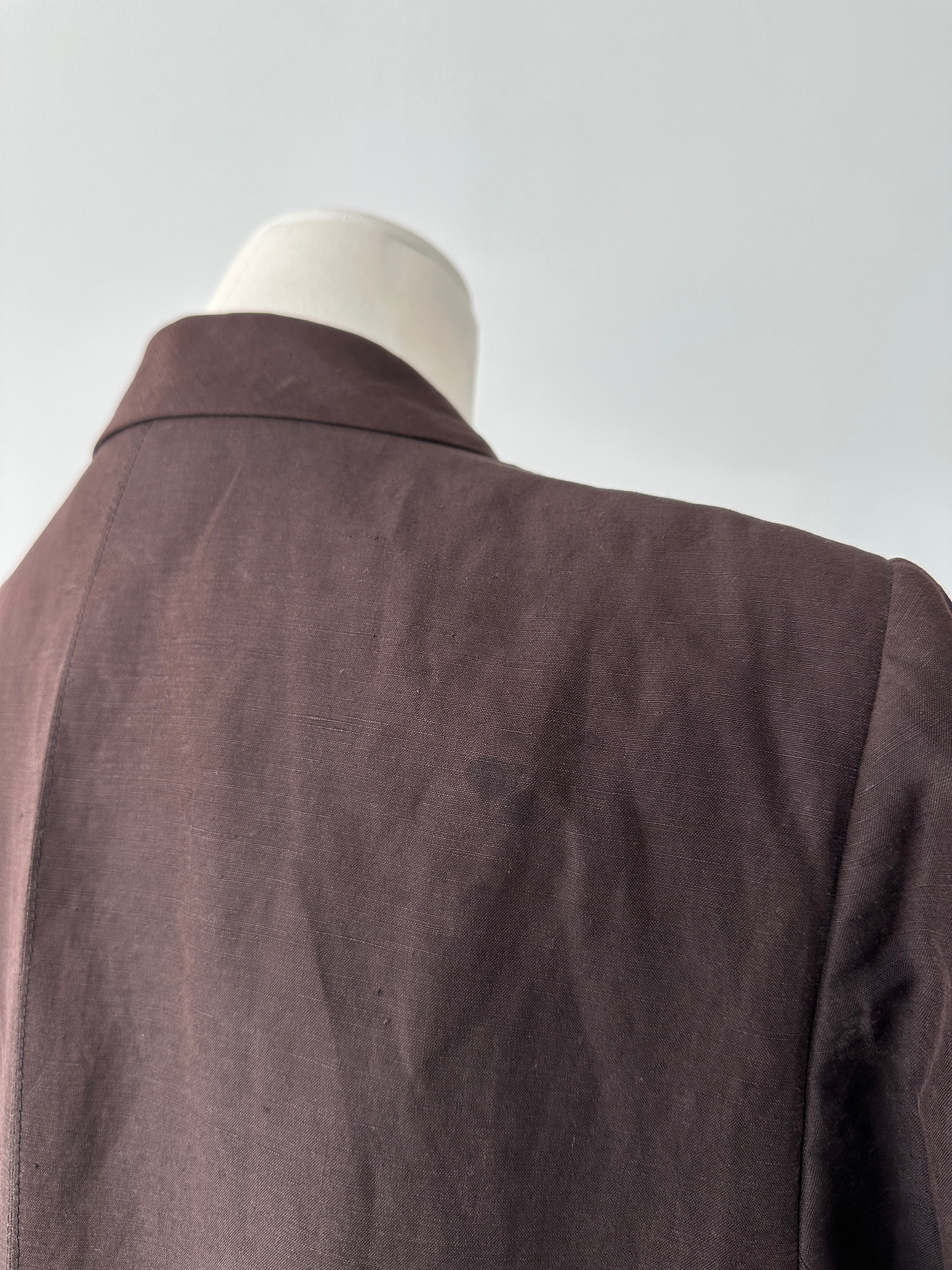 Vintage 1990s Silk Linen Single Breasted Jacket - M-L
