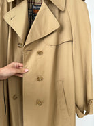 Vintage Cotton Double Breasted Belted Trench Coat - L - SYLK