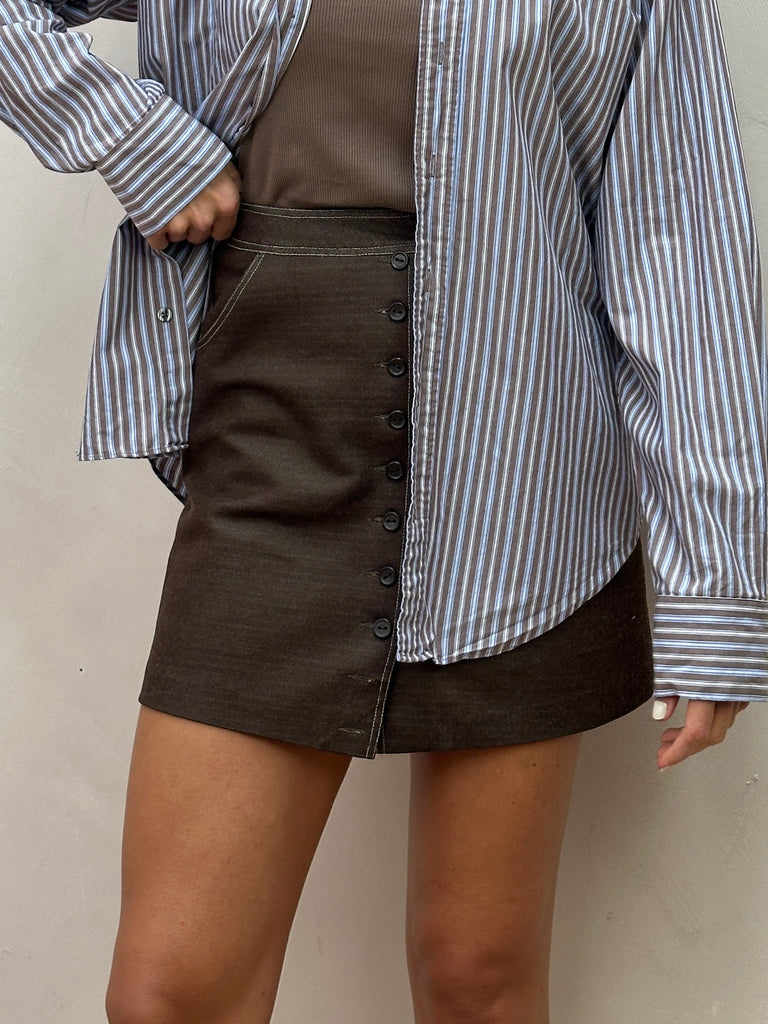 Vintage Contrast Stitch A-Line Skirt - W25 - SYLK