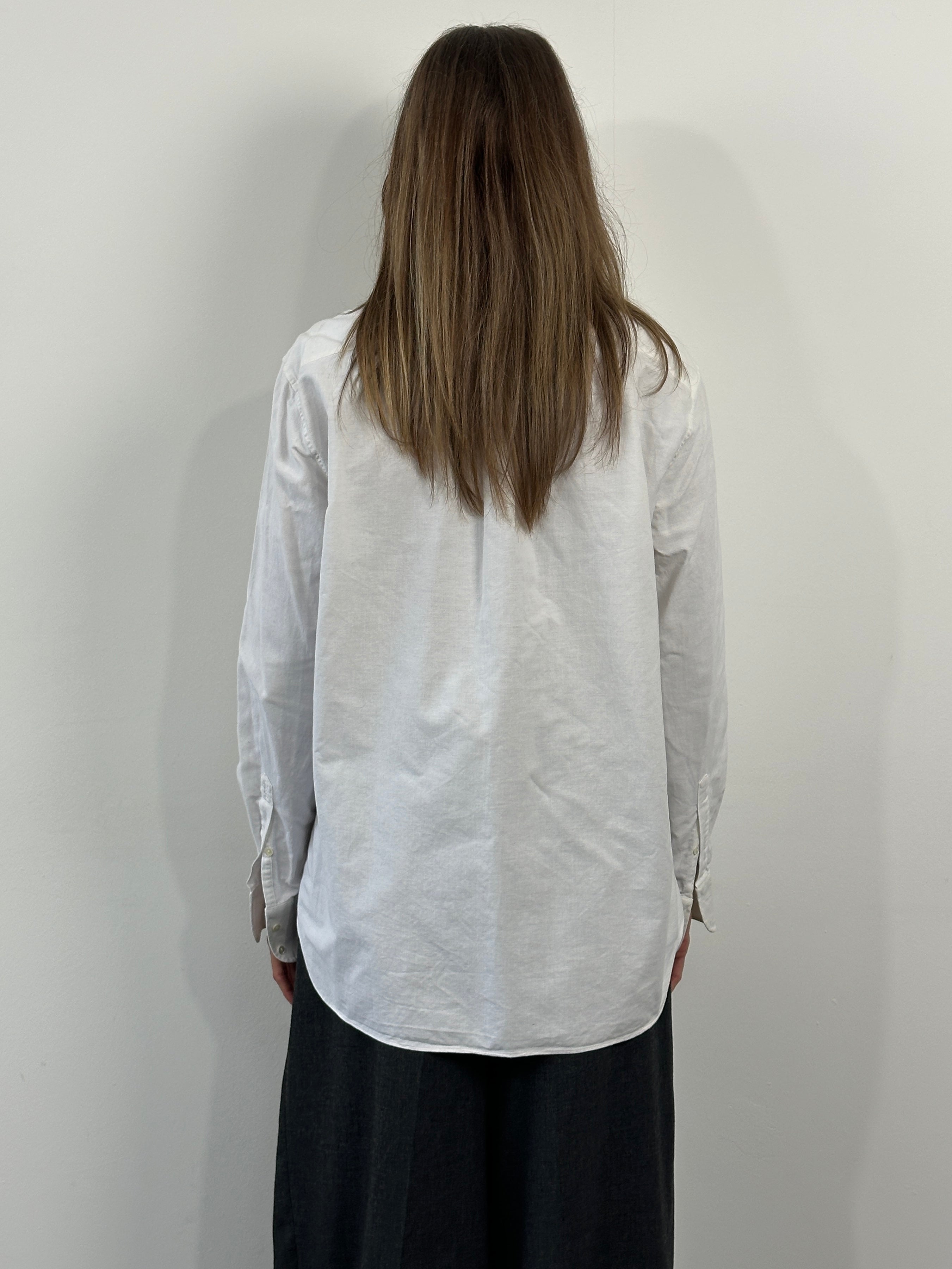 Yves Saint Laurent 1990s pure cotton shirt, men's size L, featuring classic design and soft white fabric.