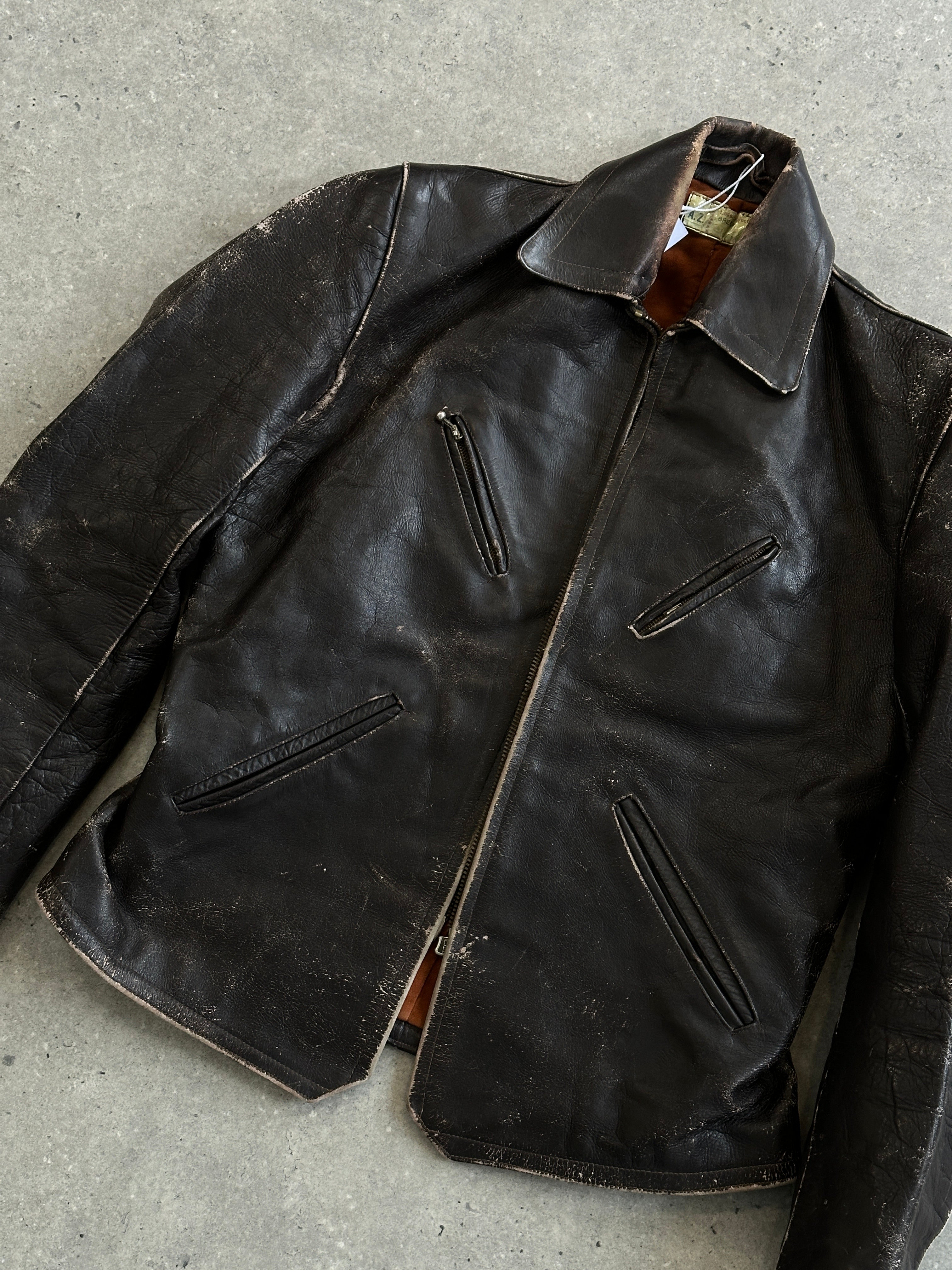 Vintage Distressed Leather Jacket - S/M - SYLK