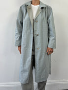 Vintage Reversible Showerproof Check Belted Trench Coat - L - SYLK