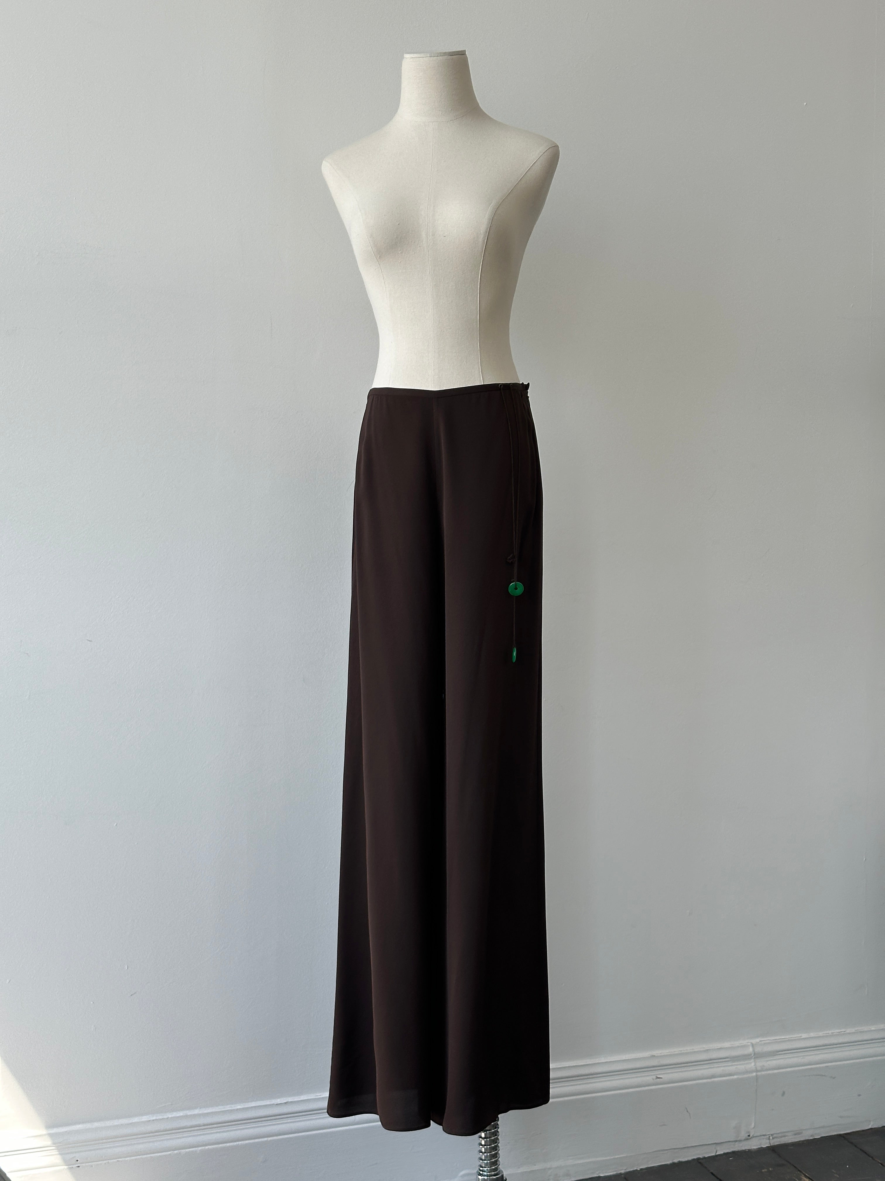 Vintage 2000s Pure Silk Wide Leg Trousers - W28