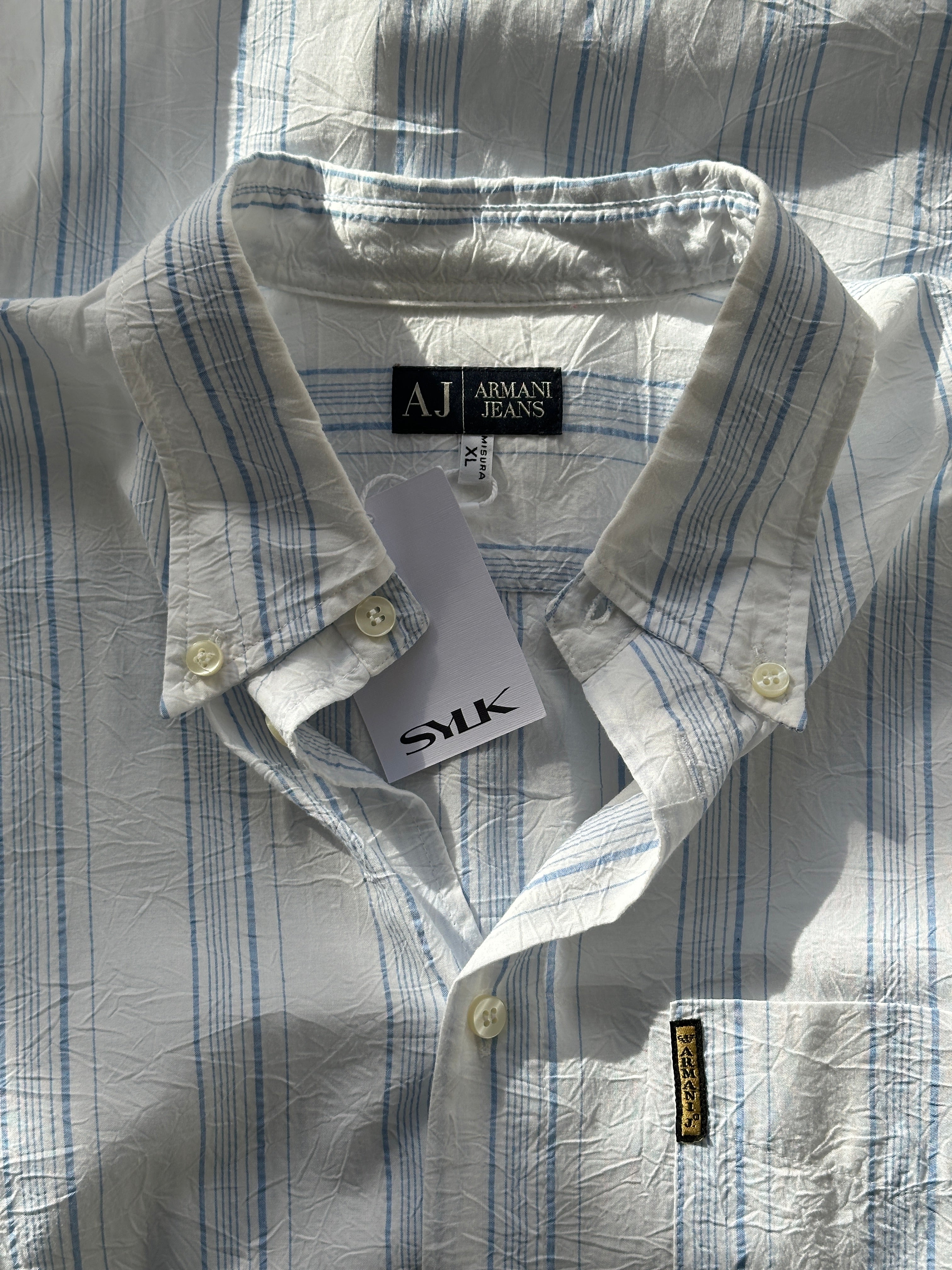 Armani Stripe Crinkle Cotton Shirt - XL - SYLK