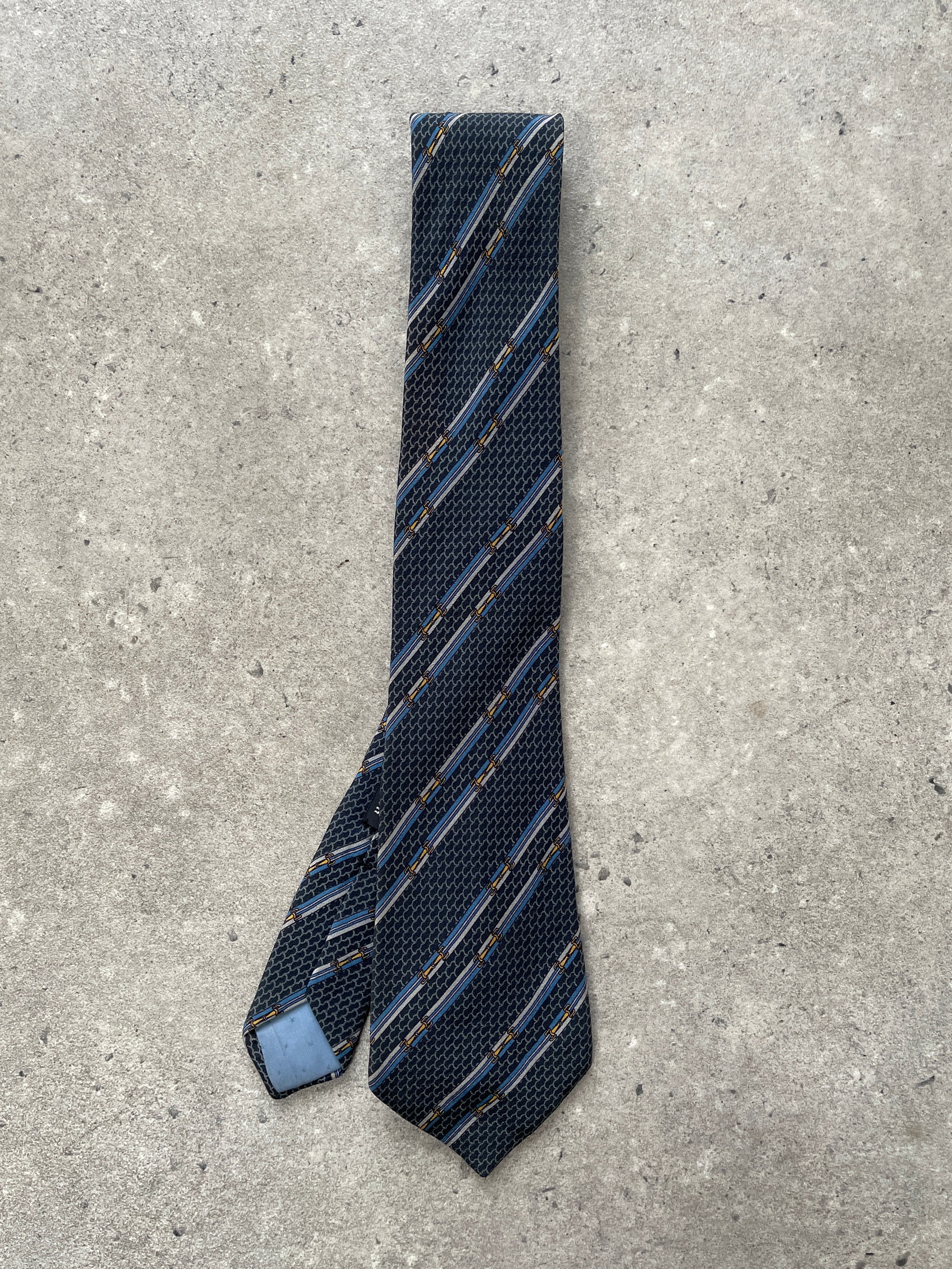 Celine Paris 1990s pure silk print tie featuring a vibrant pattern and classic design, ideal for formal or stylish occasions.