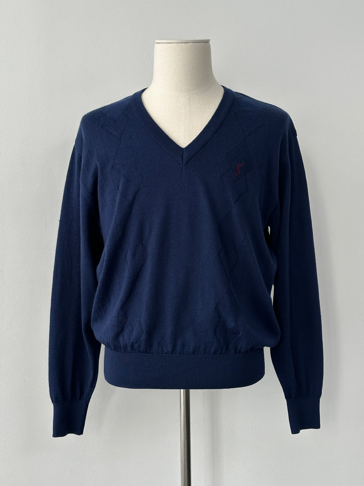 Yves Saint Laurent Pour Homme 1990s Pure Wool V Neck Jumper - M