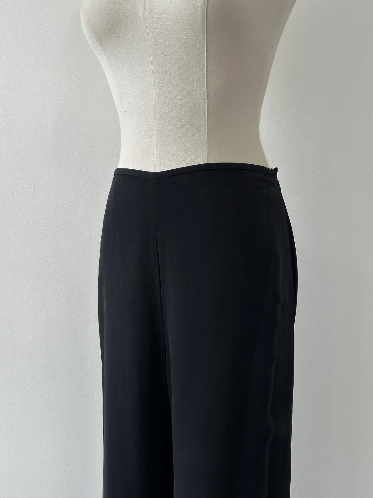 Vintage 1990s Pure Silk Wide Leg Trousers - W30